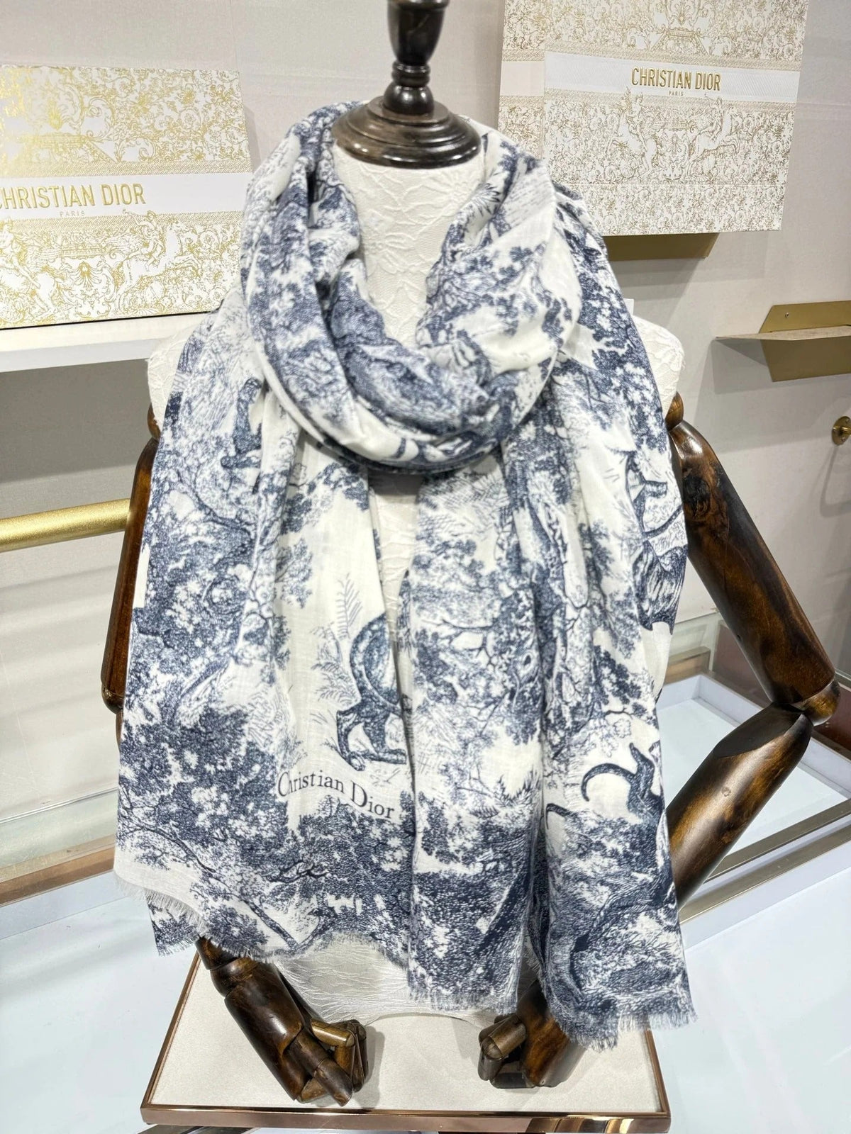 Dior 2026 Toile De Jouy Print Scarf 190cm Cashmere And Silk 217016