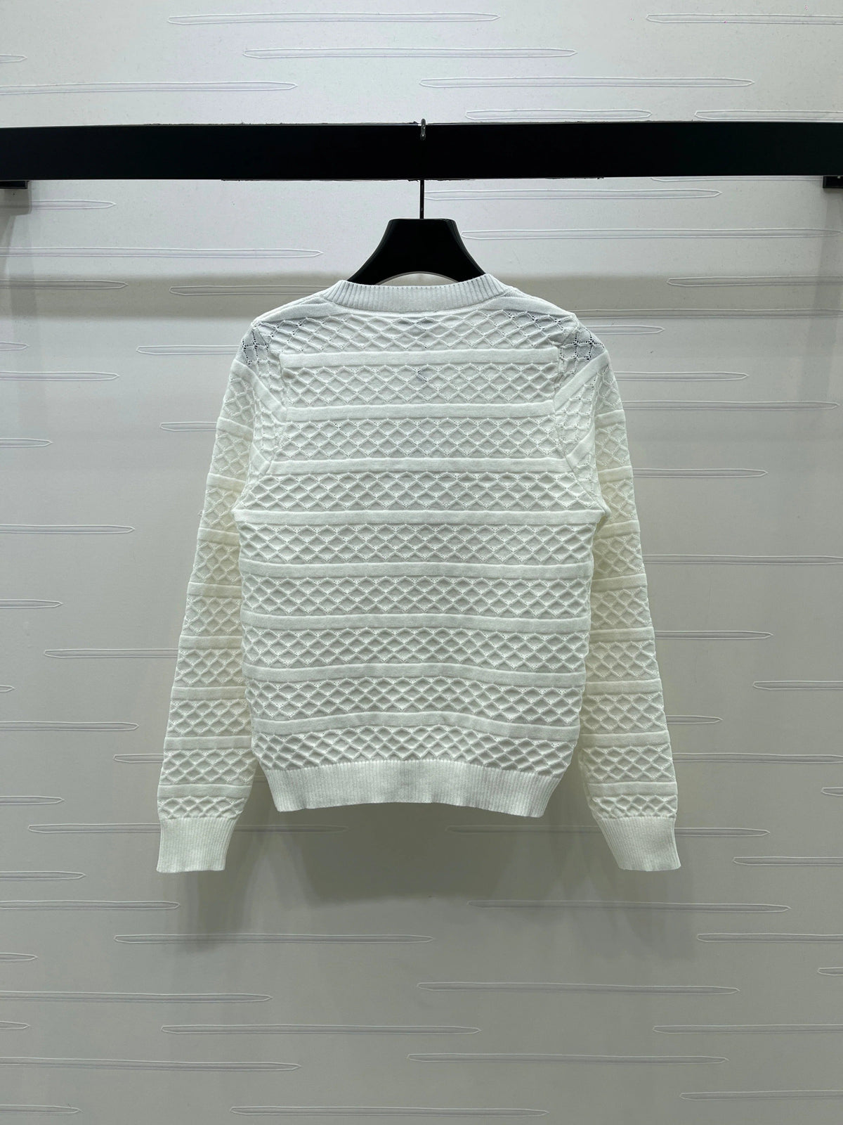 Chanel 2026 Ribbon Cardigan Black And White Wool 427250