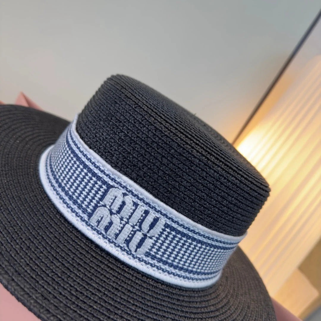 Miumiu Flat-top Straw Hat 379483