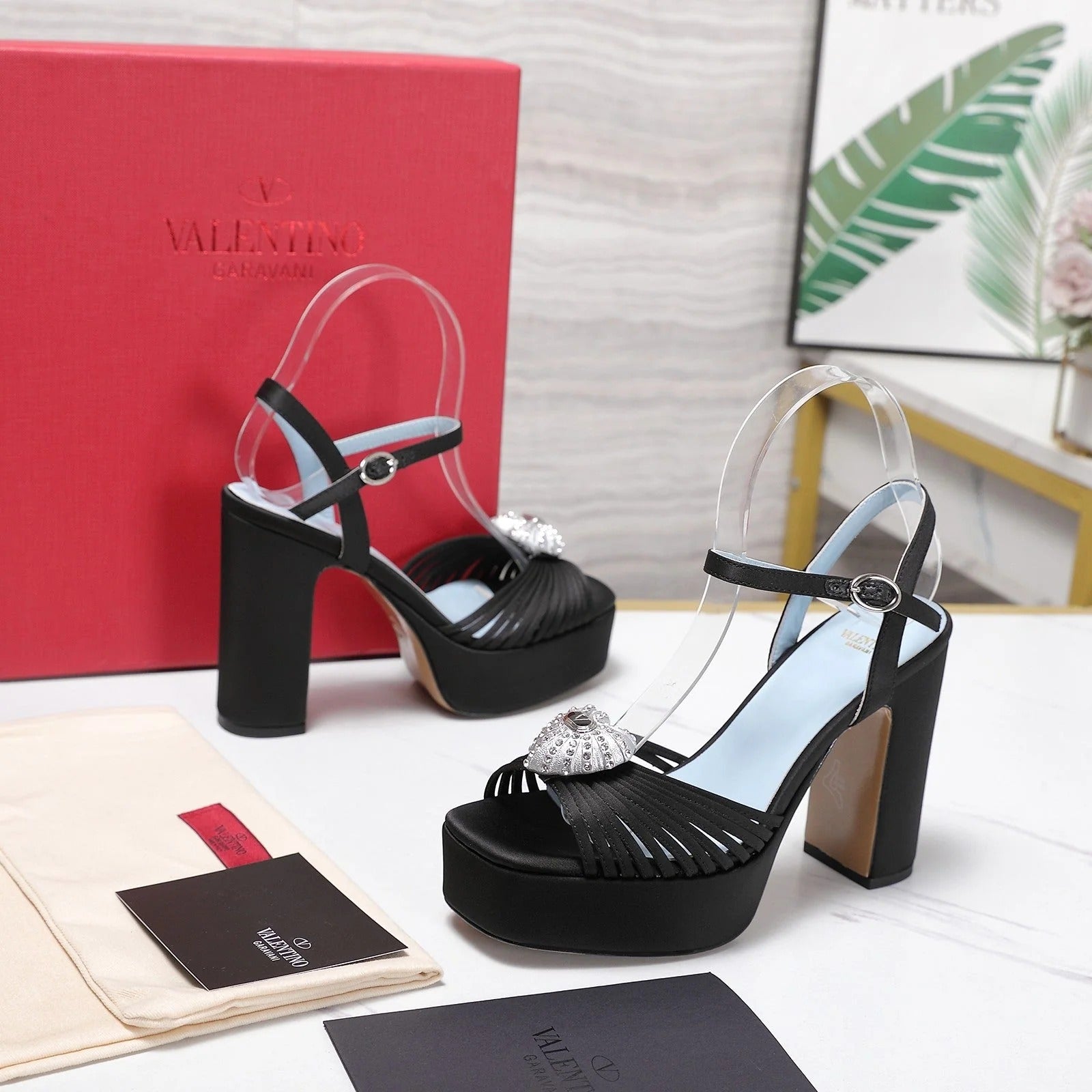 Valentino 2026 Garavani Coeur Royal Platform 110mm Sandals In Satin 864545