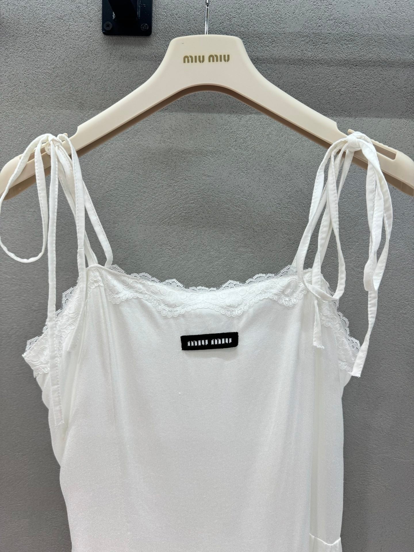 Miu Miu White Lace-up Dress in Cotton 369566