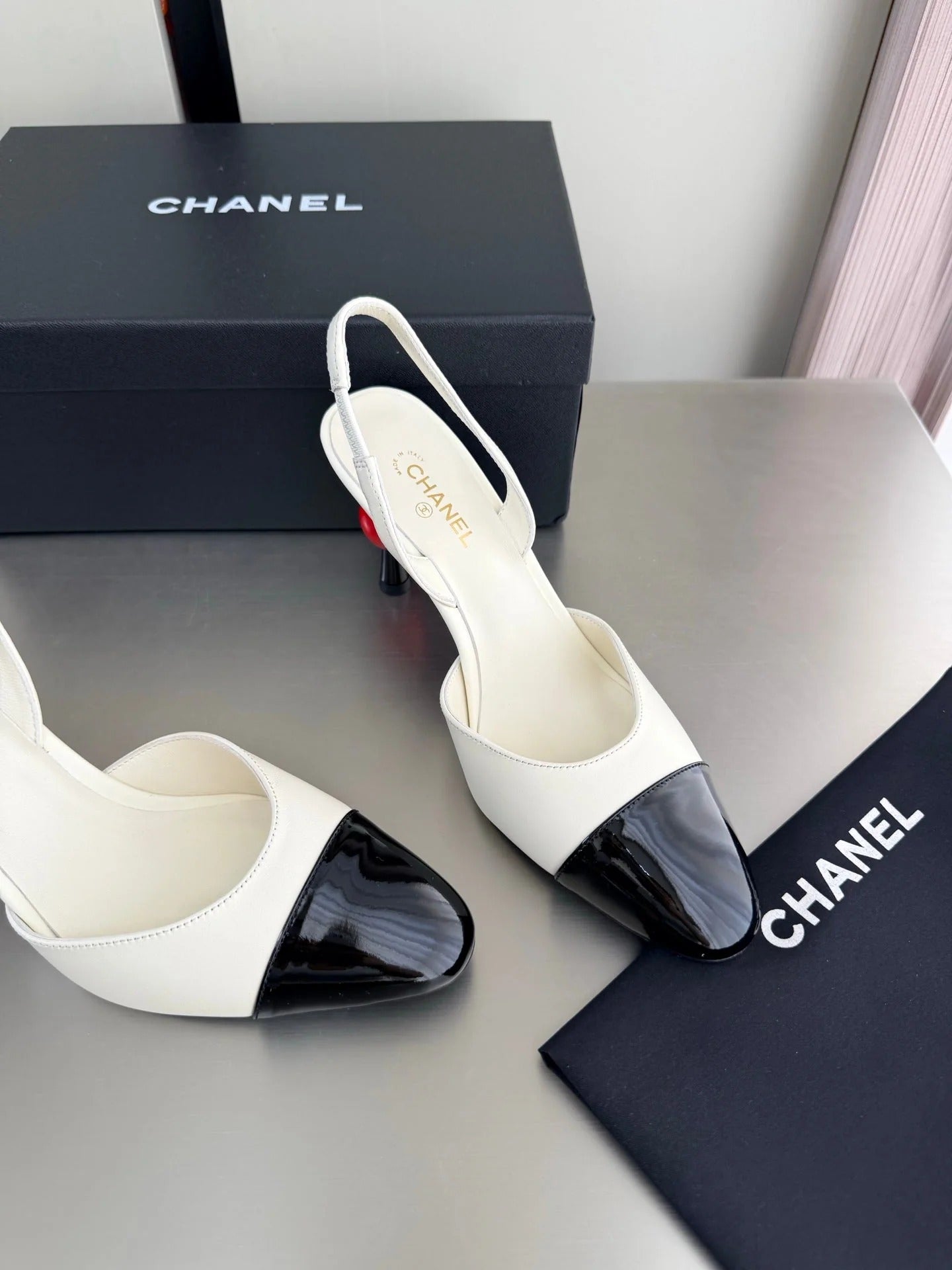 Chanel 2026 Little Red Apple Heel Slingback 85mm Lambskin 929465