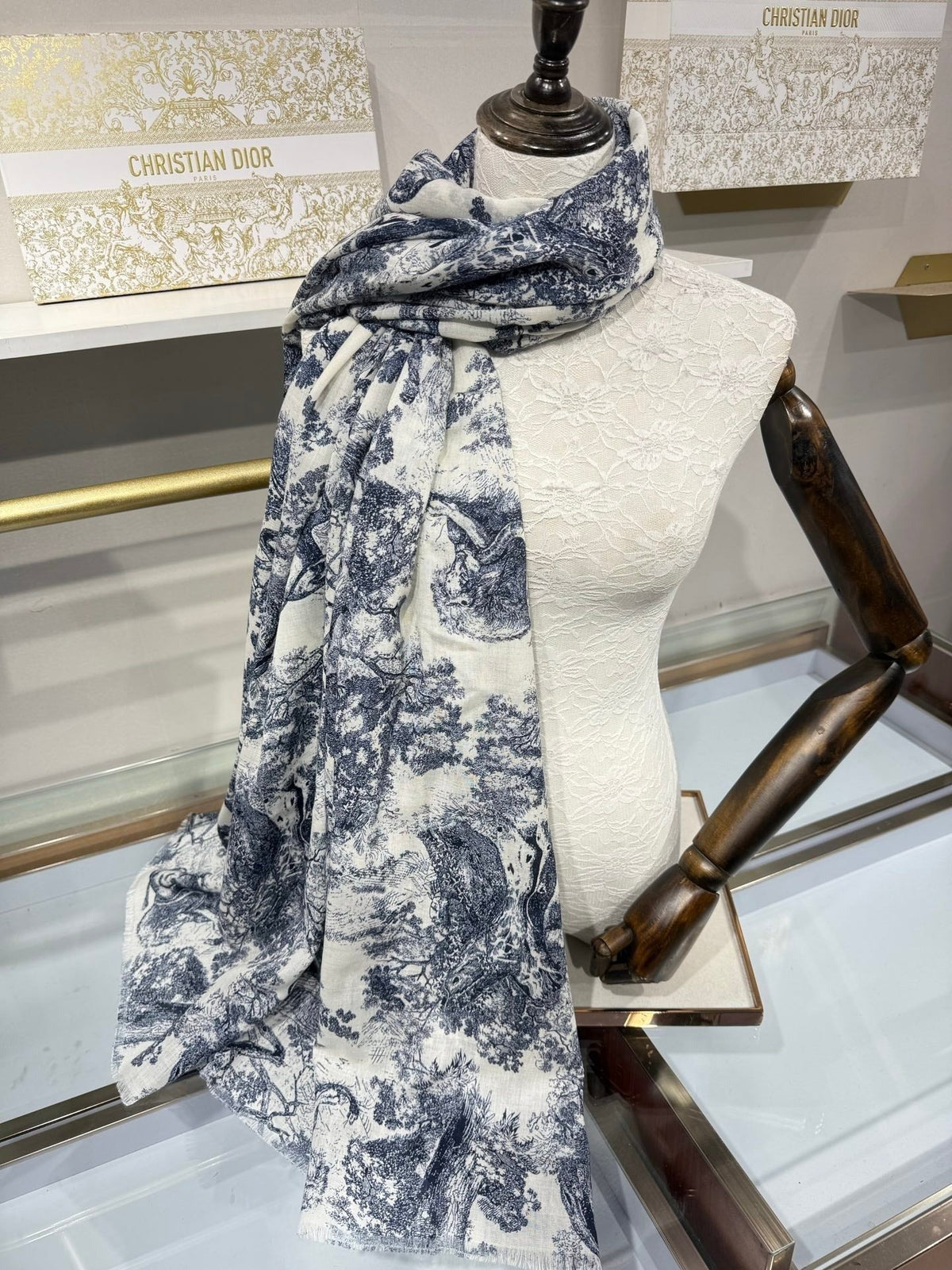 Dior 2026 Toile De Jouy Print Scarf 190cm Cashmere And Silk 217016