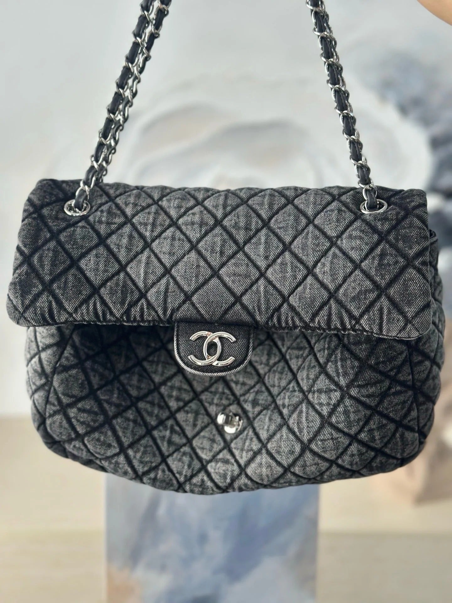Chanel 2026 Quilted Denimpressions Flap Bag Denim Leather