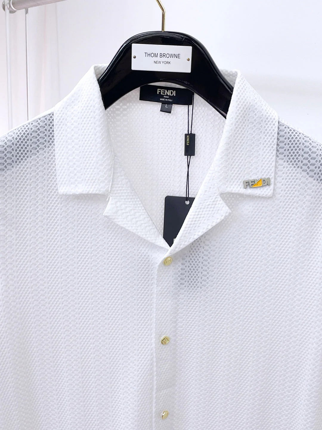 Fendi 2026 Men's Short-Sleeve Shirt Mesh Fabric 739946