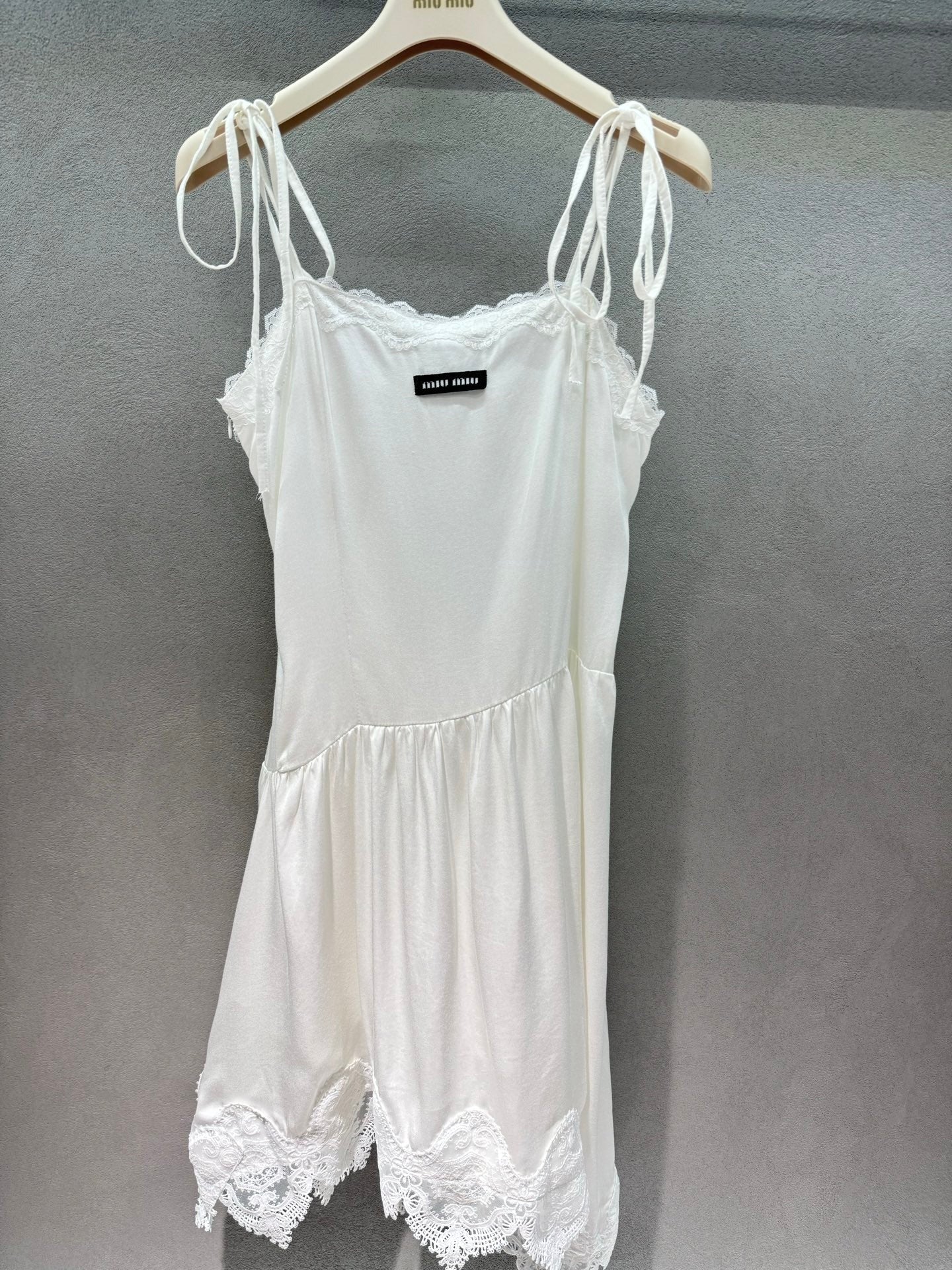 Miu Miu White Lace-up Dress in Cotton 369566