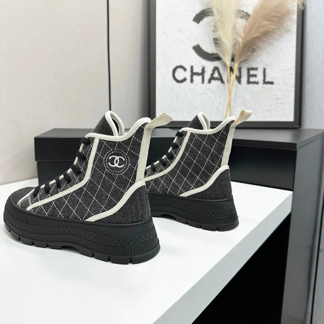 Chanel 2026 Quilted High Top Sneakers Suede Fabric 986146
