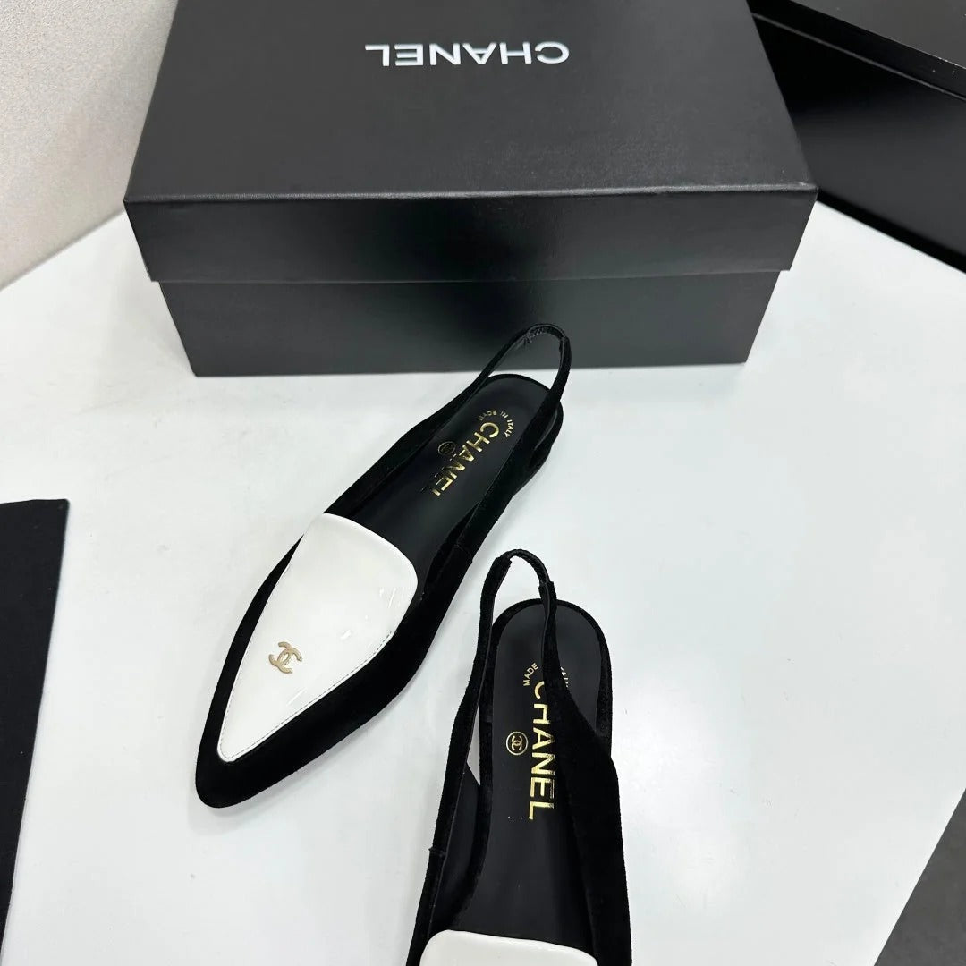 Chanel 2026 Two-Tone Flat Slingbacks Suede Leather 985827