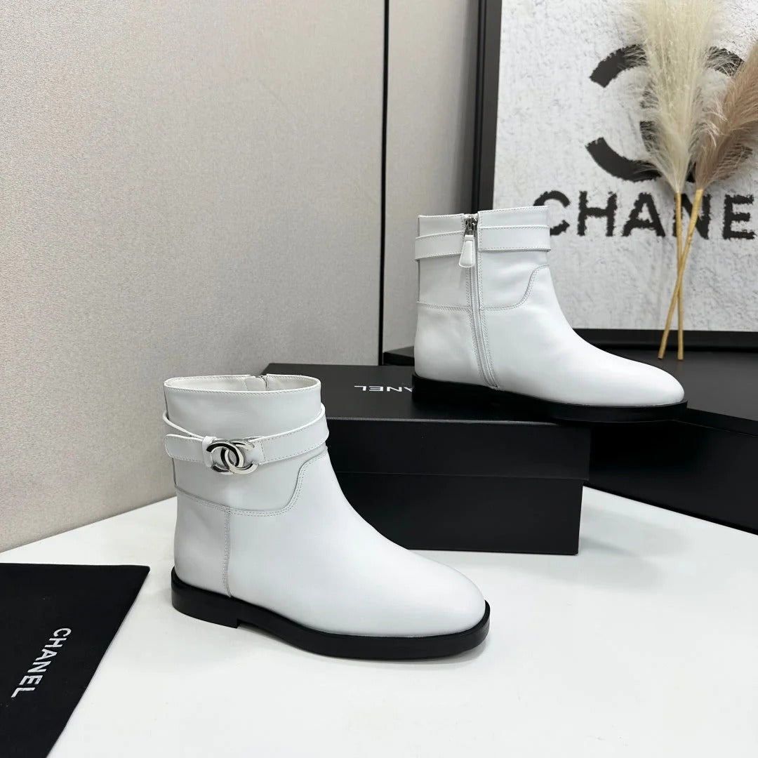 Chanel 2026 CC Logo Belted Boots Cowhide 985942