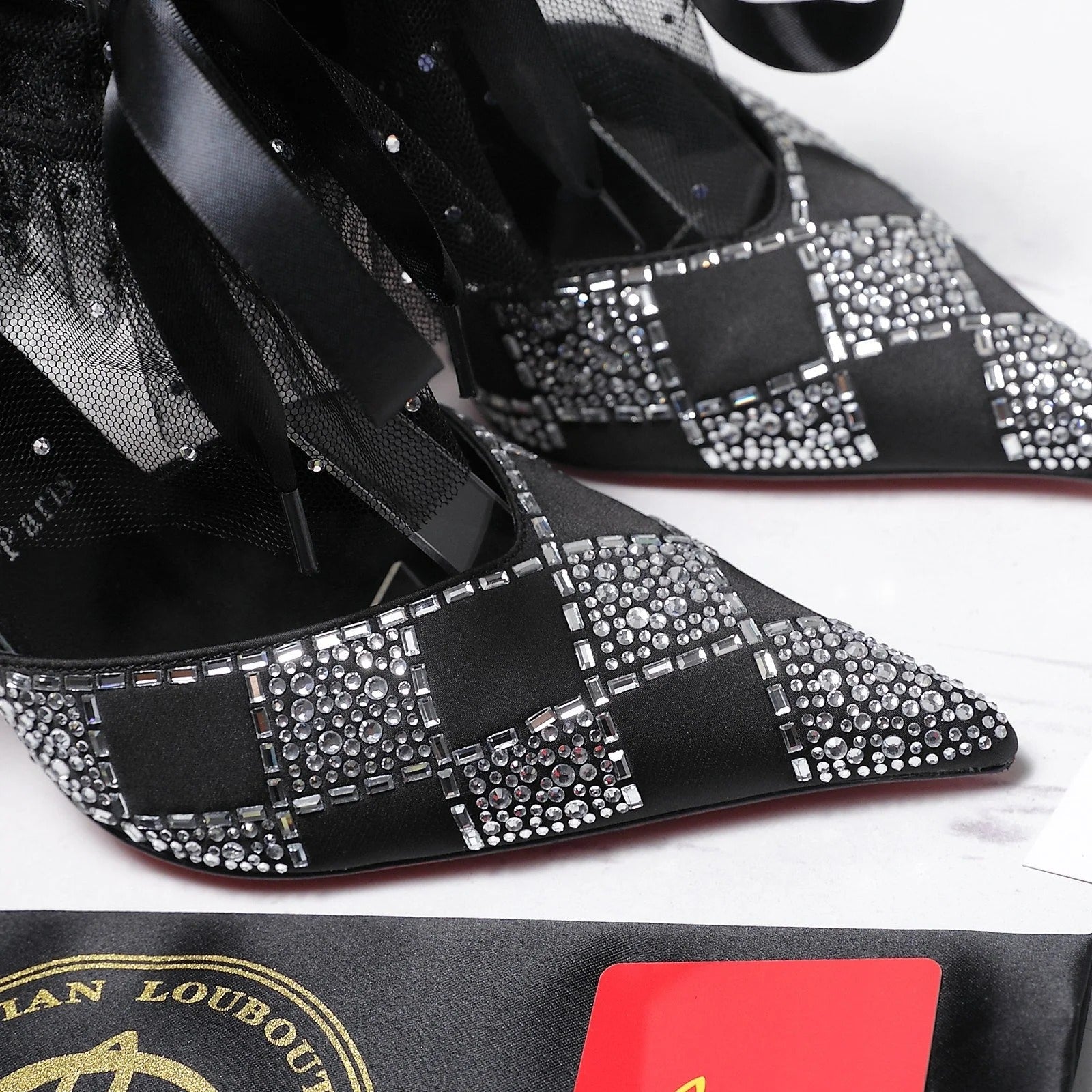CL 2026 Doria Offenbee 105mm Pump Strass Tulle Leather 864004