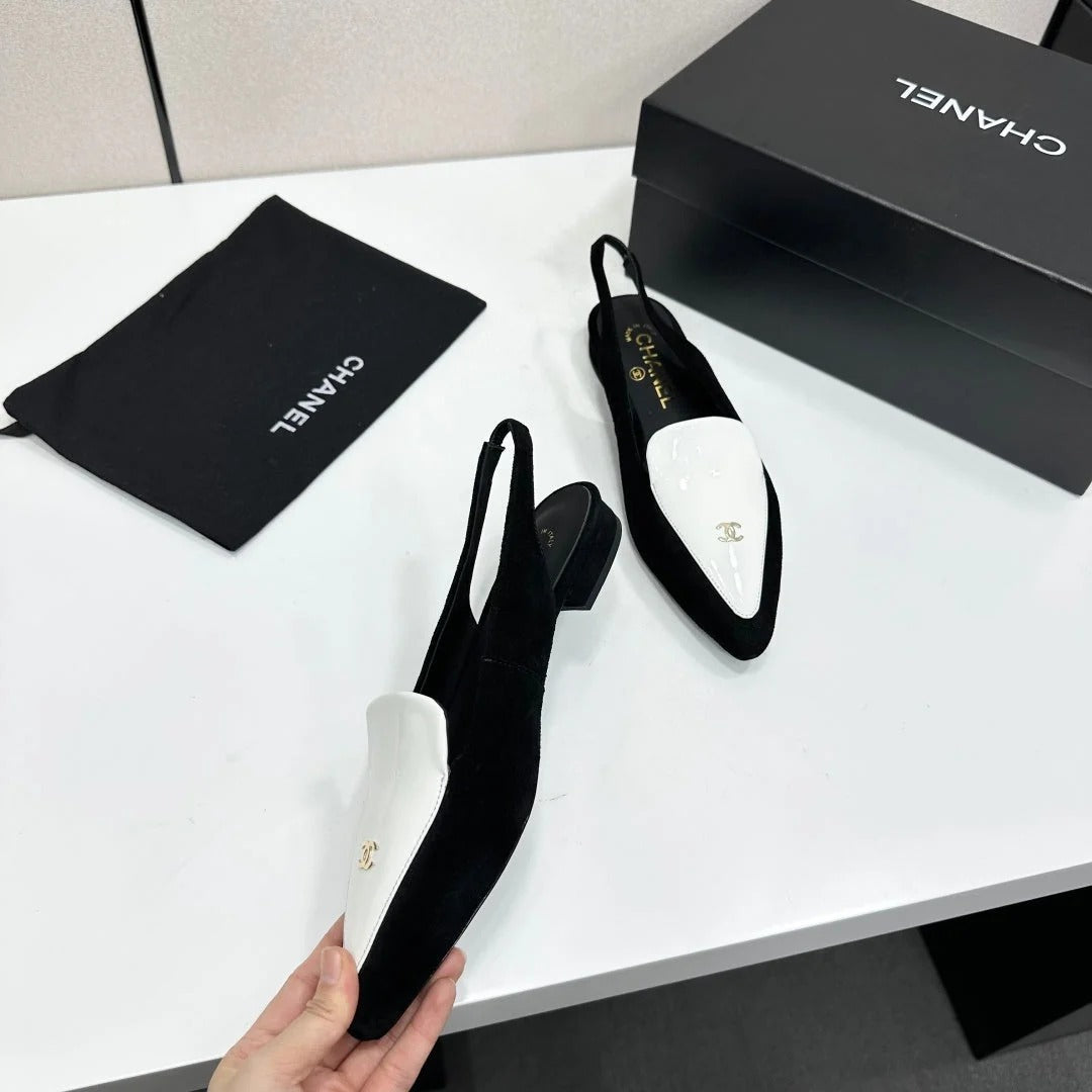 Chanel 2026 Two-Tone Flat Slingbacks Suede Leather 985827