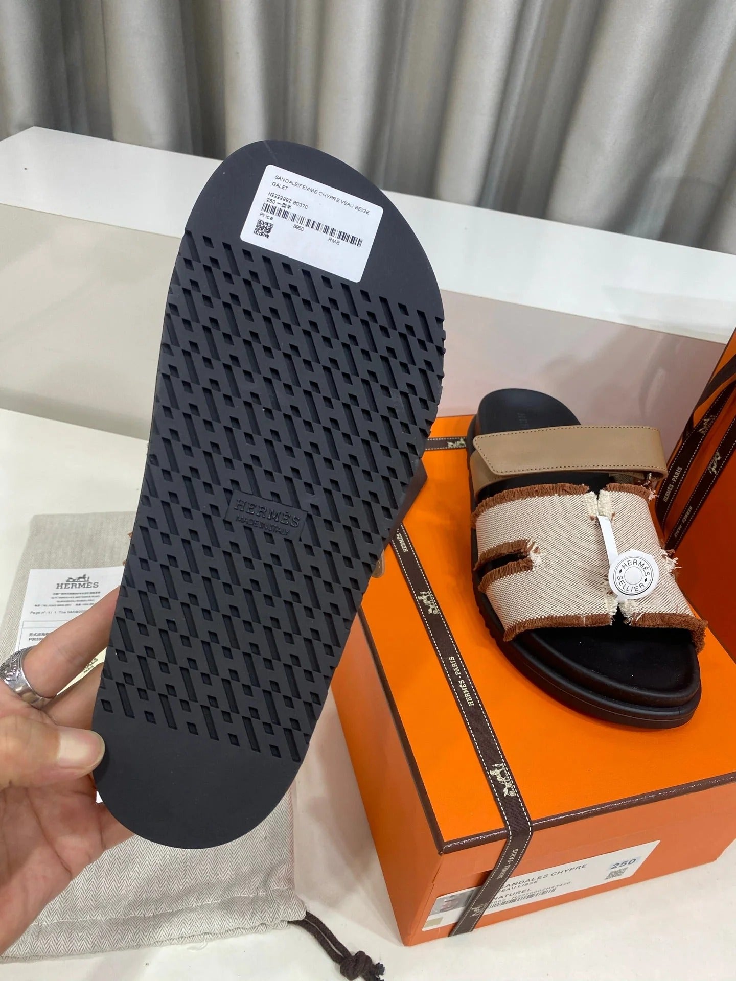 Hermes 2026 Chypre Sandal Canvas Calfskin 957513
