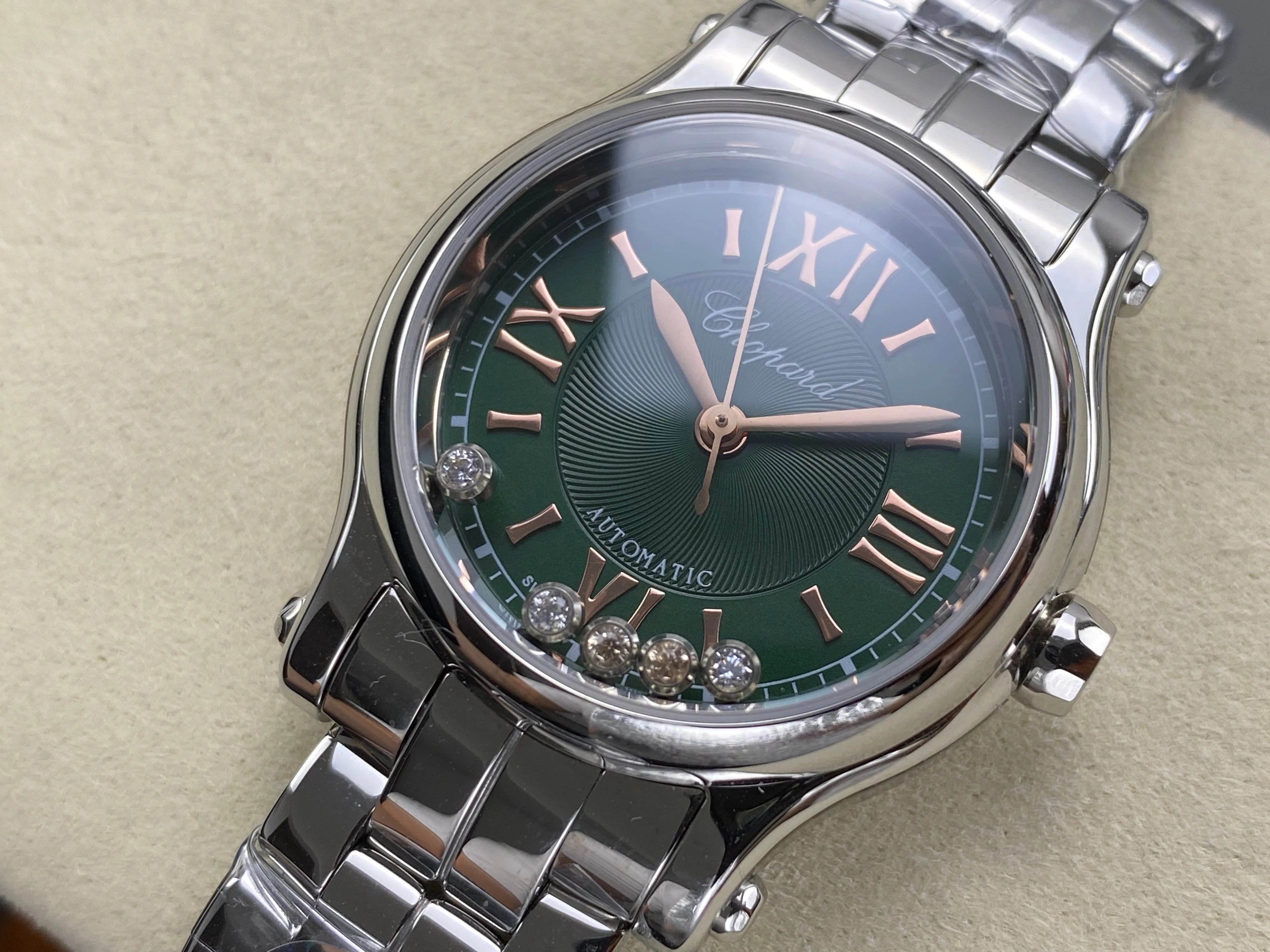 Chopard Happy Sport 30mm Green Diamond Dial Steel