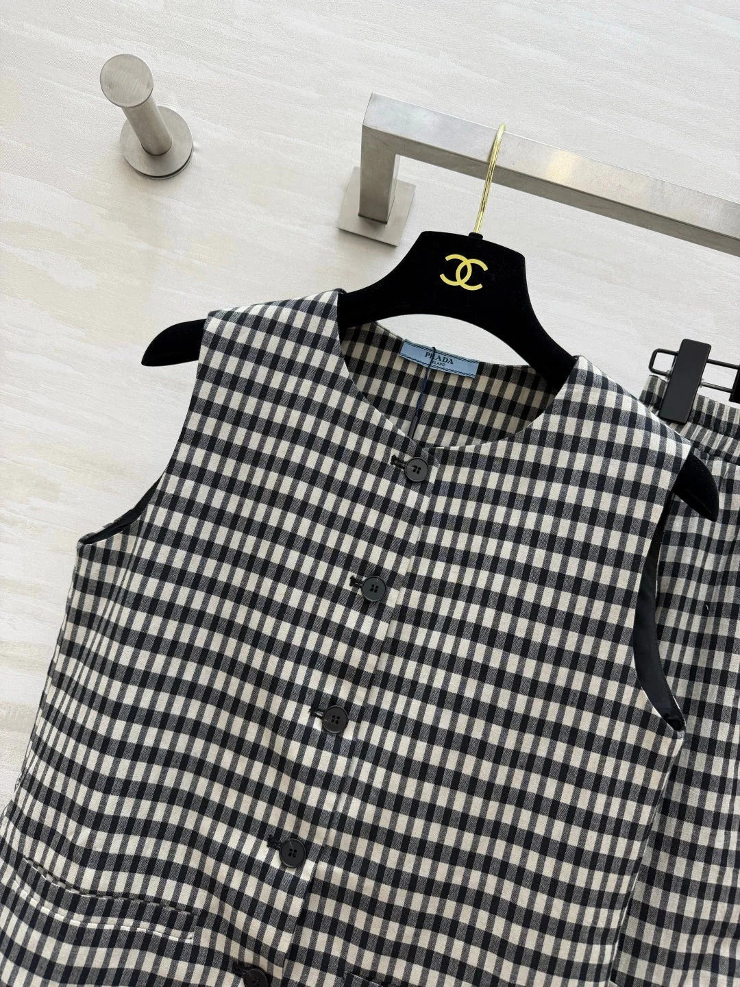 Prada 2026 Vest shirt And Midi Skirt Set Black Cotton 403394
