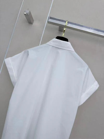 Chanel 2026 Short-sleeved Shirt With Double C Embroidery White Cotton 375211