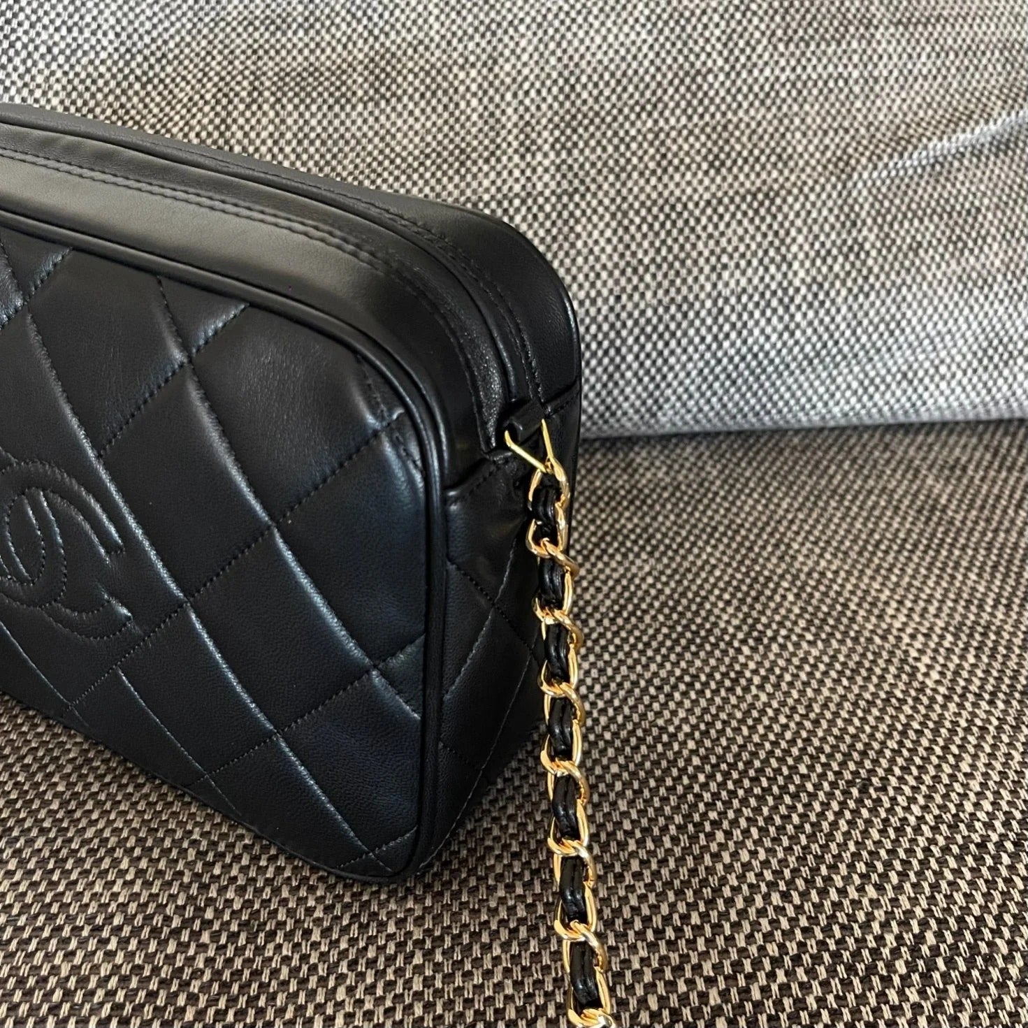 Chanel 2026 Quilted CC Diamond Camera Bag 23cm Black Calfskin