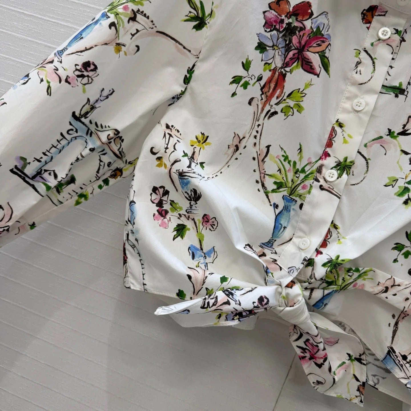 Dior 2026 Floral Print Shirt White Cotton 401995