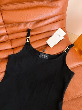 GG 26s Metal Shoulder Strap Buckle Decoration Slip Dress 406080