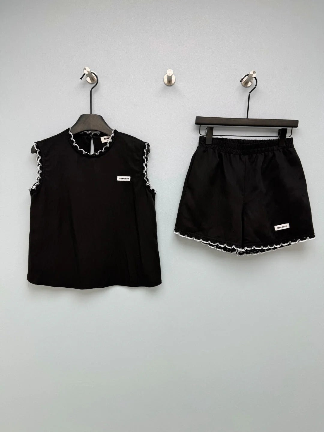 Miumiu 2026 Lace-Patch Set Black and White Cotton 269966