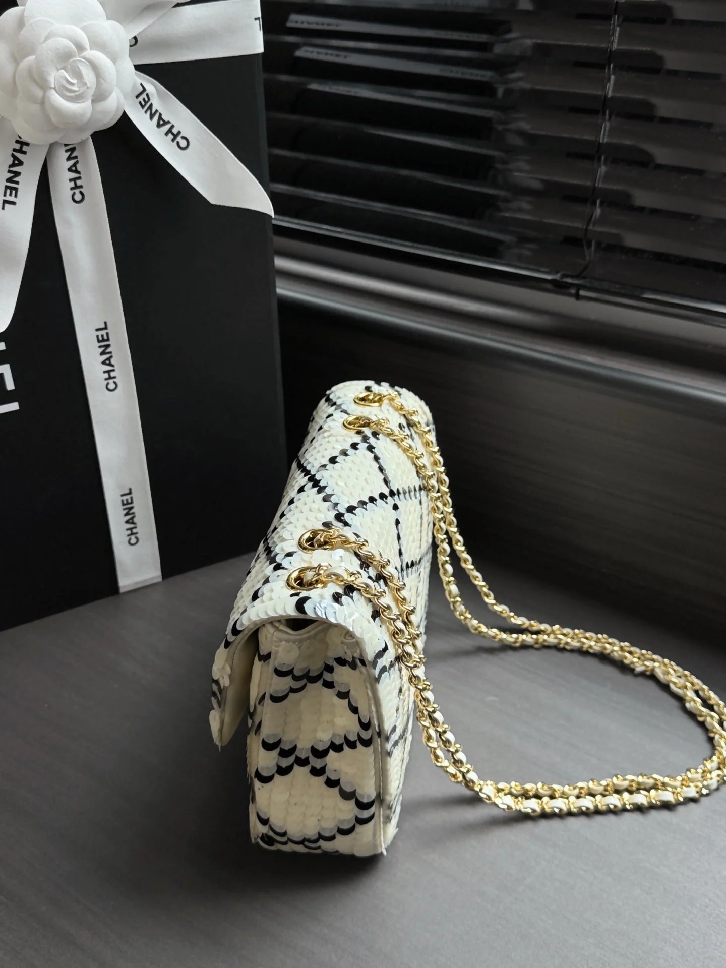 Chanel 2026 Sparkling Sequined Bag 21cm Leather