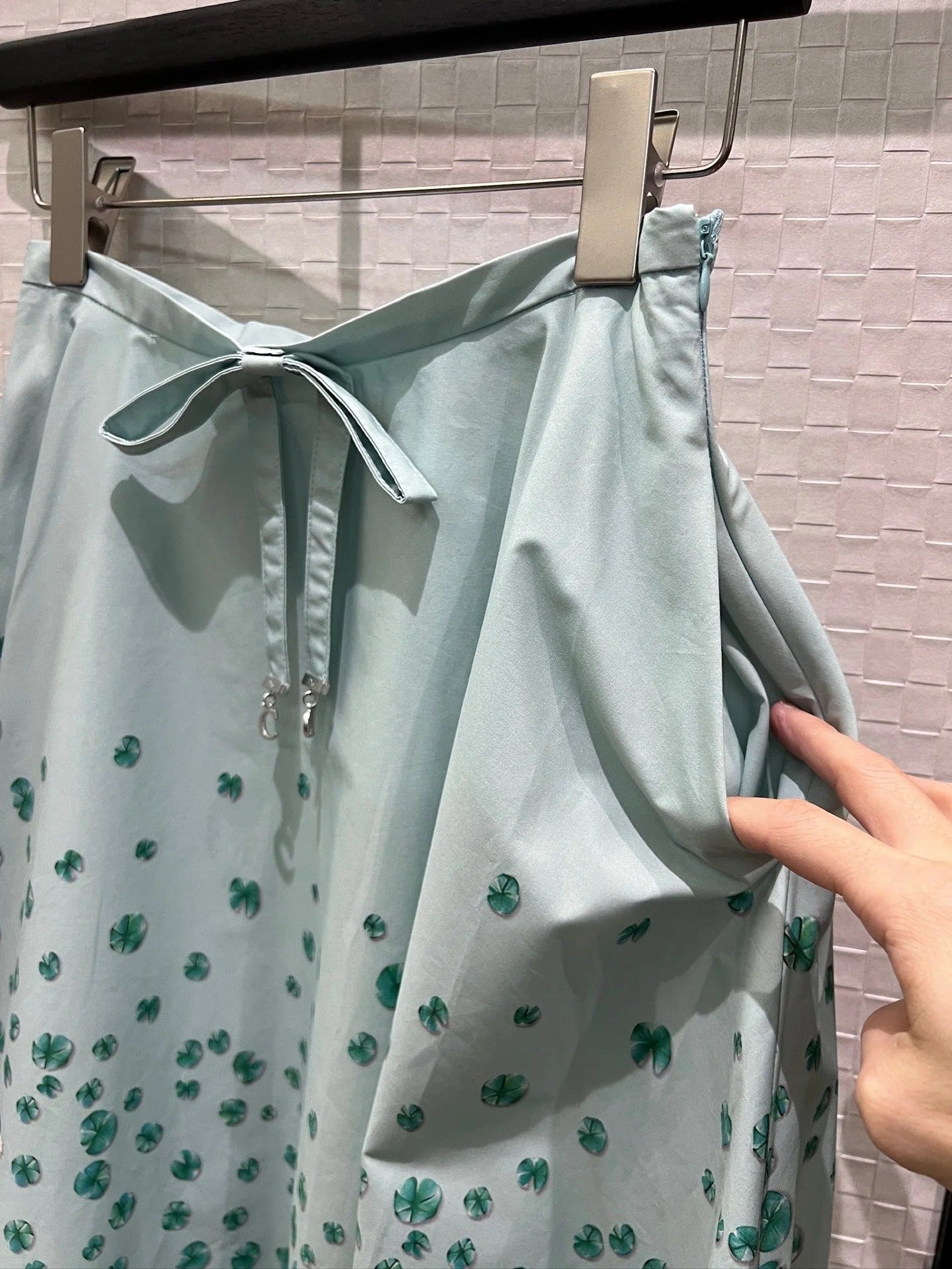 Dior 2026 Bow Ruffled Lotus Flower Skirt Blue Cotton