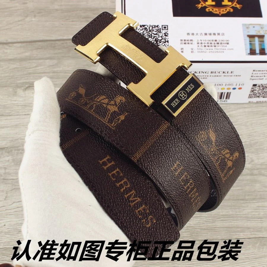HM Constance Belt 38mm Brown Cowhide Gold Buckle 620195