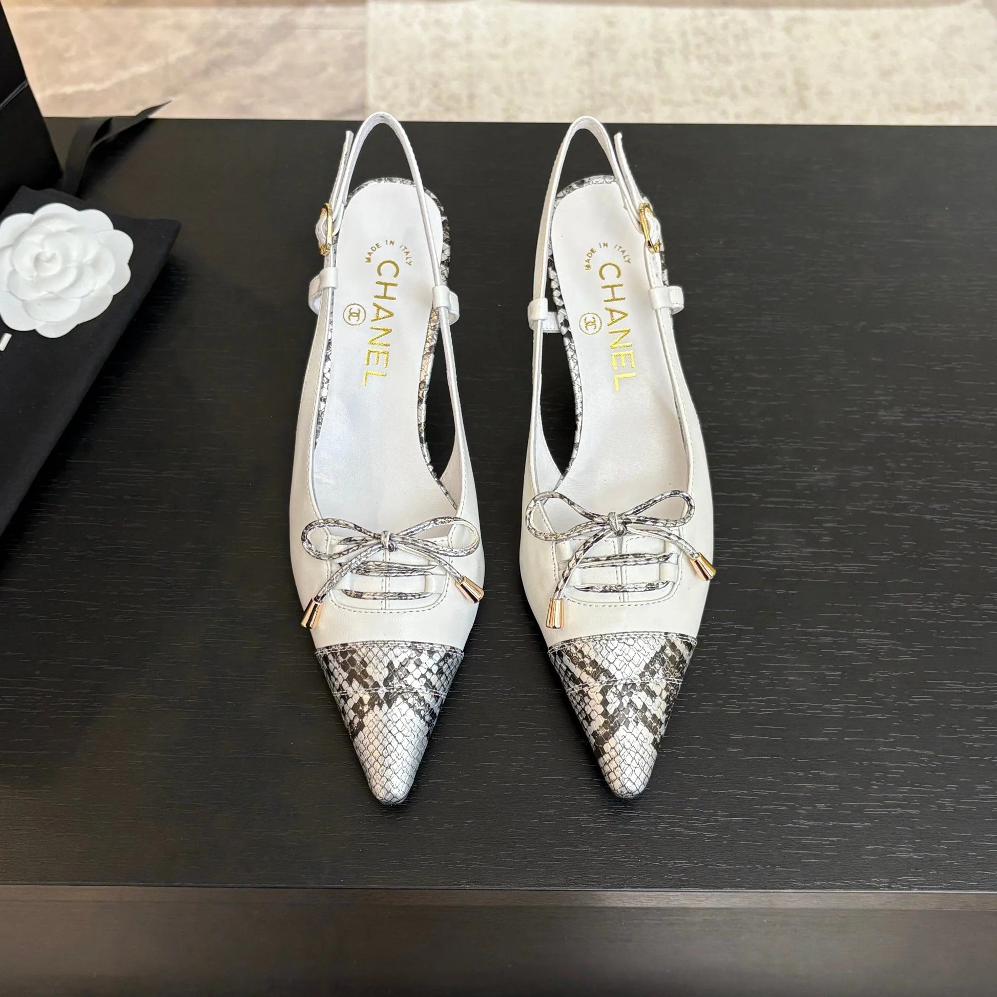 CC 2026 High Heeled Slingback 65 Sheepskin Snake Leather