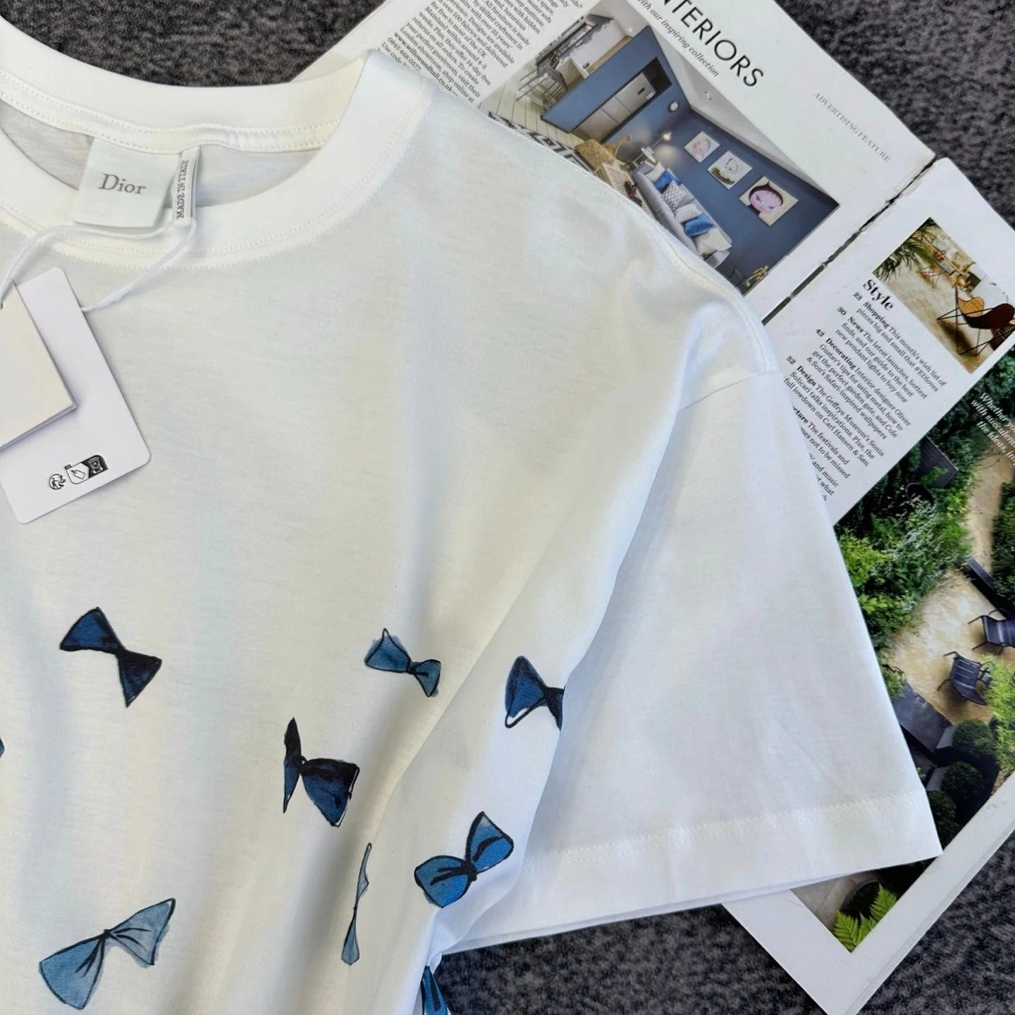 Dior 2026 Blue Bow Short-Sleeve T-Shirt Cotton 374773