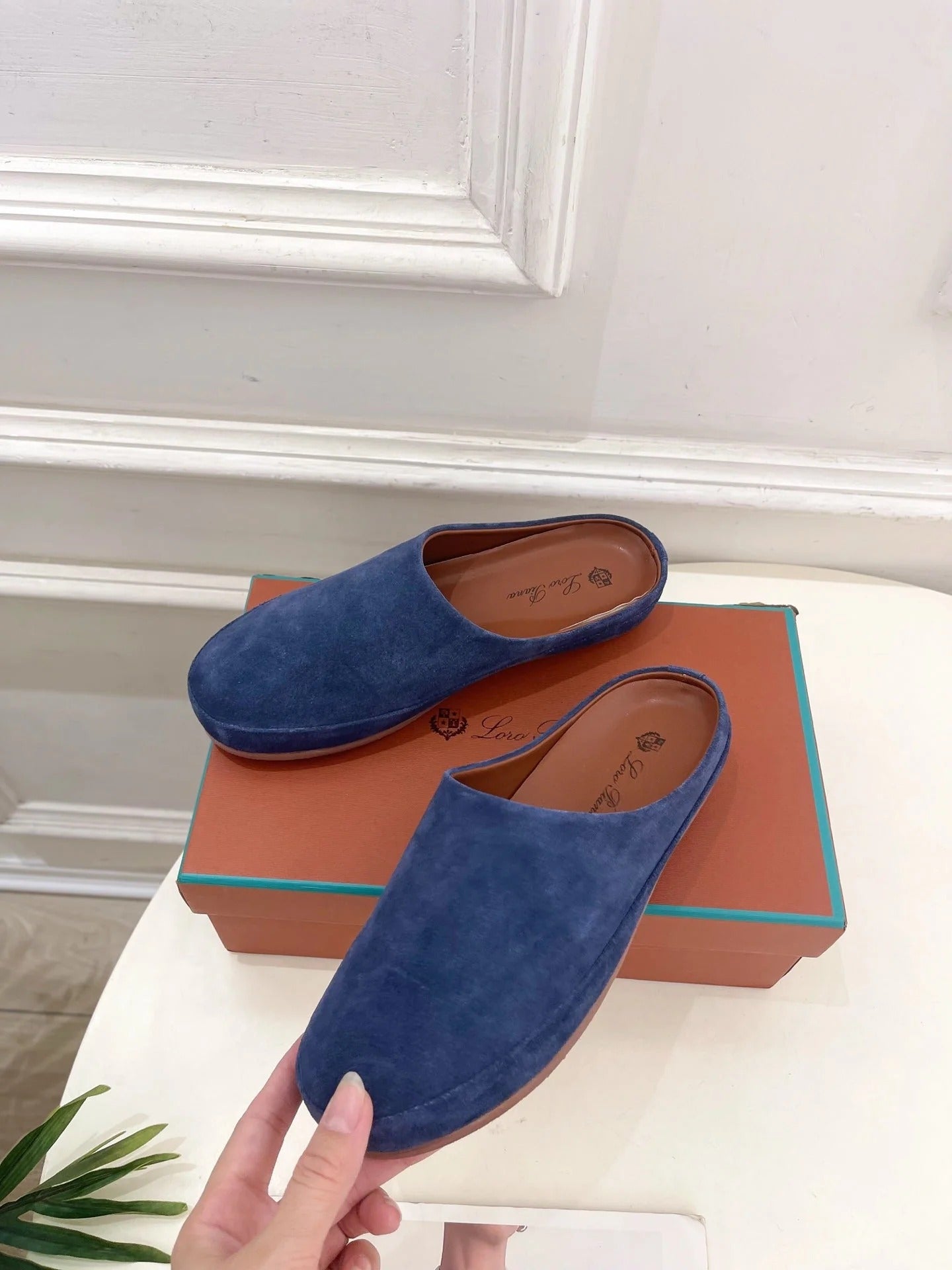 LP 25S MULES IN NAVY BLUE SUEDE