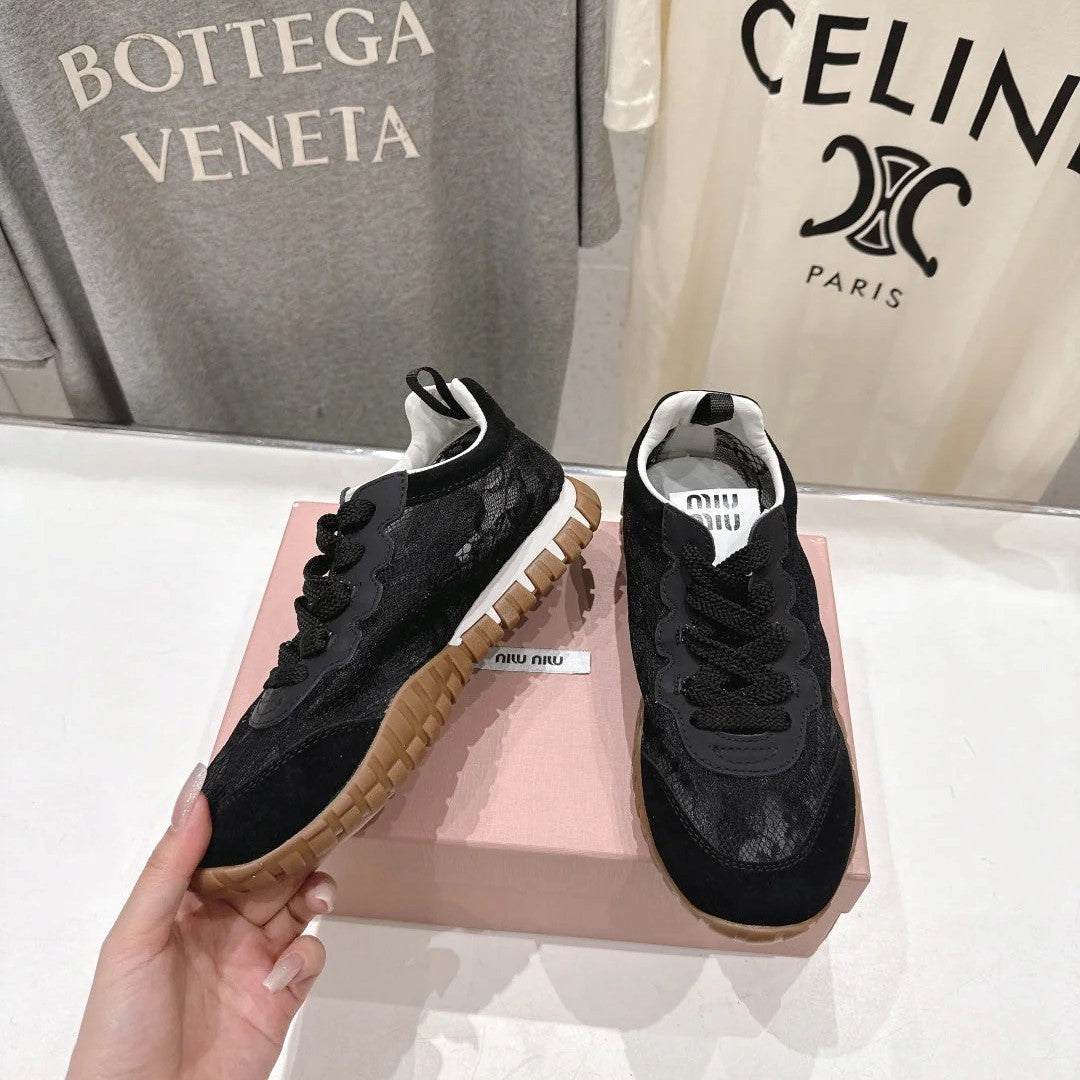 Miumiu 26ss Sneaker Lace Fabric Suede 713082