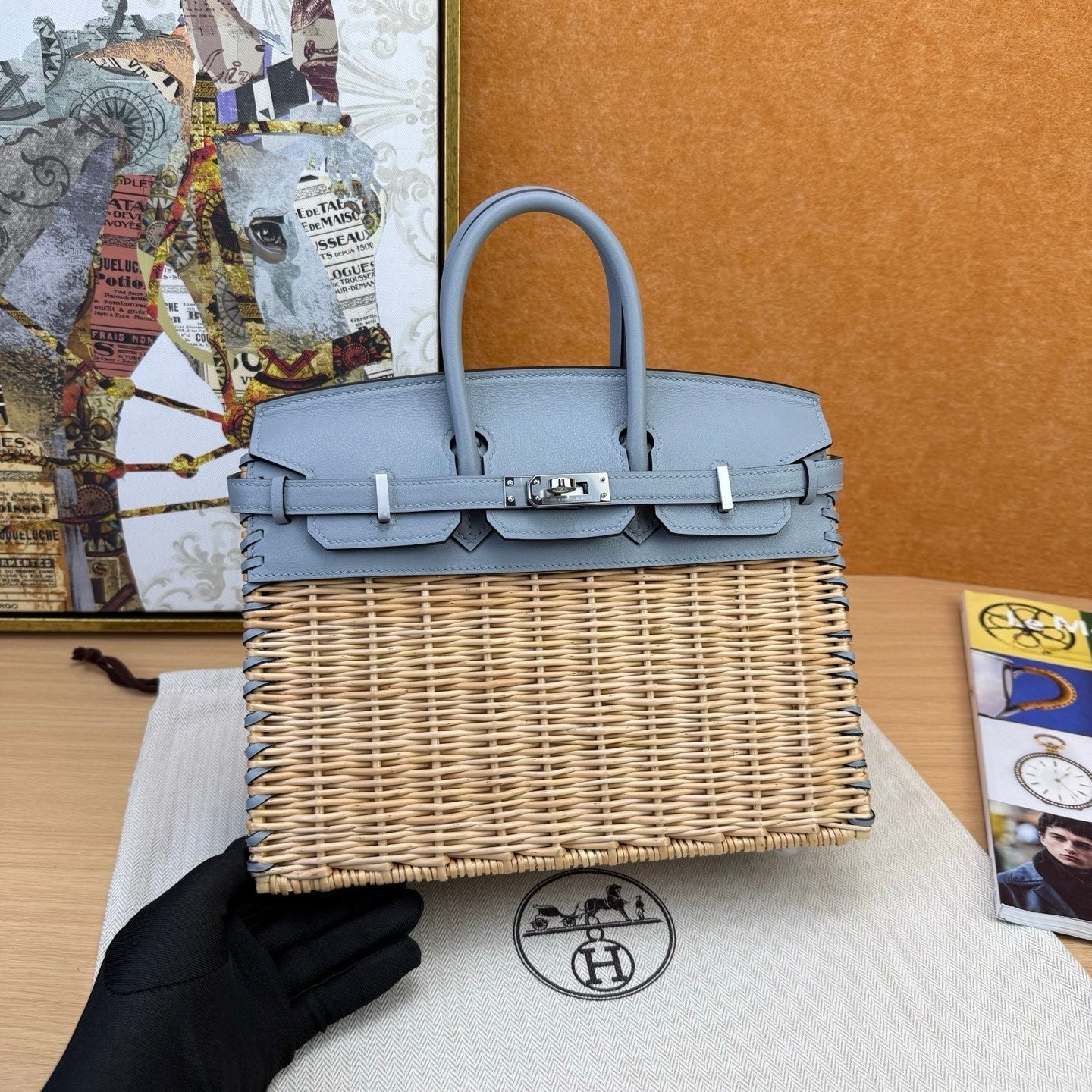 HM 2026 Birkin Picnic Bag 25cm Wicker And Swift Leather