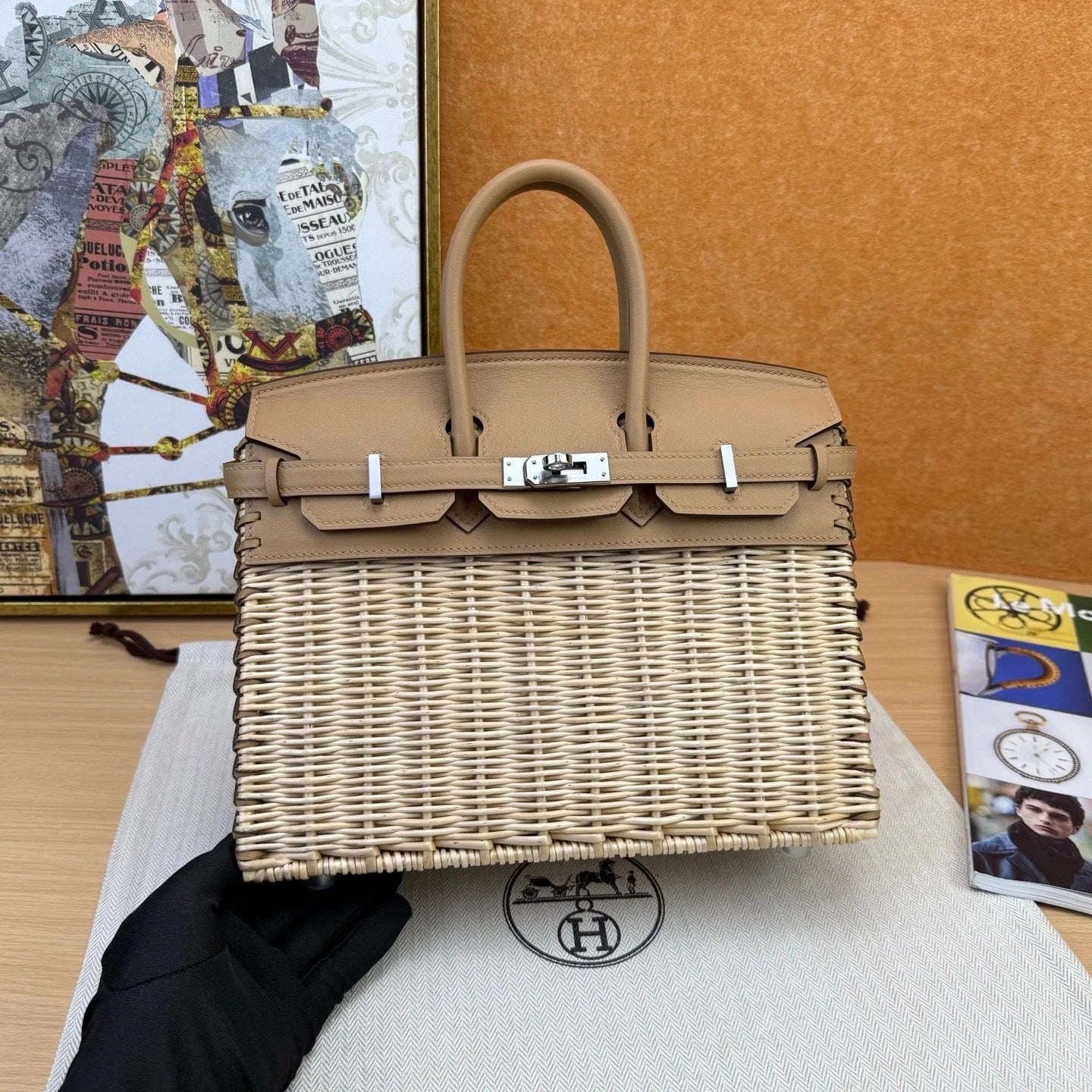 HM 2026 Birkin Picnic Bag 25cm Wicker And Swift Leather