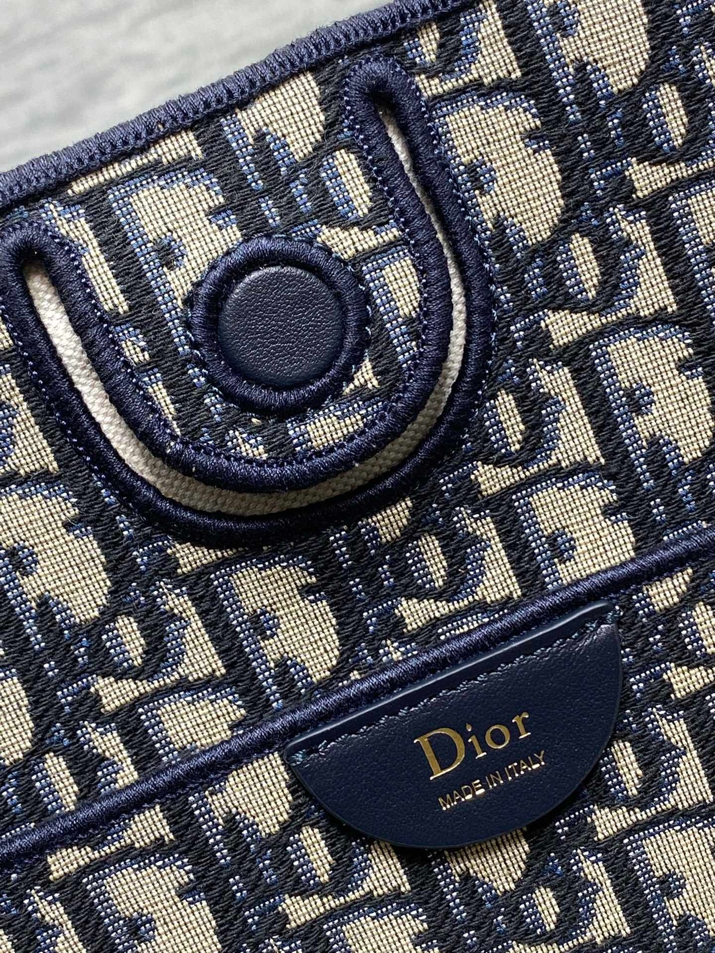 Dior 2026 Medium Shopping Bag 37cm Blue Beige Canvas Leather 284285
