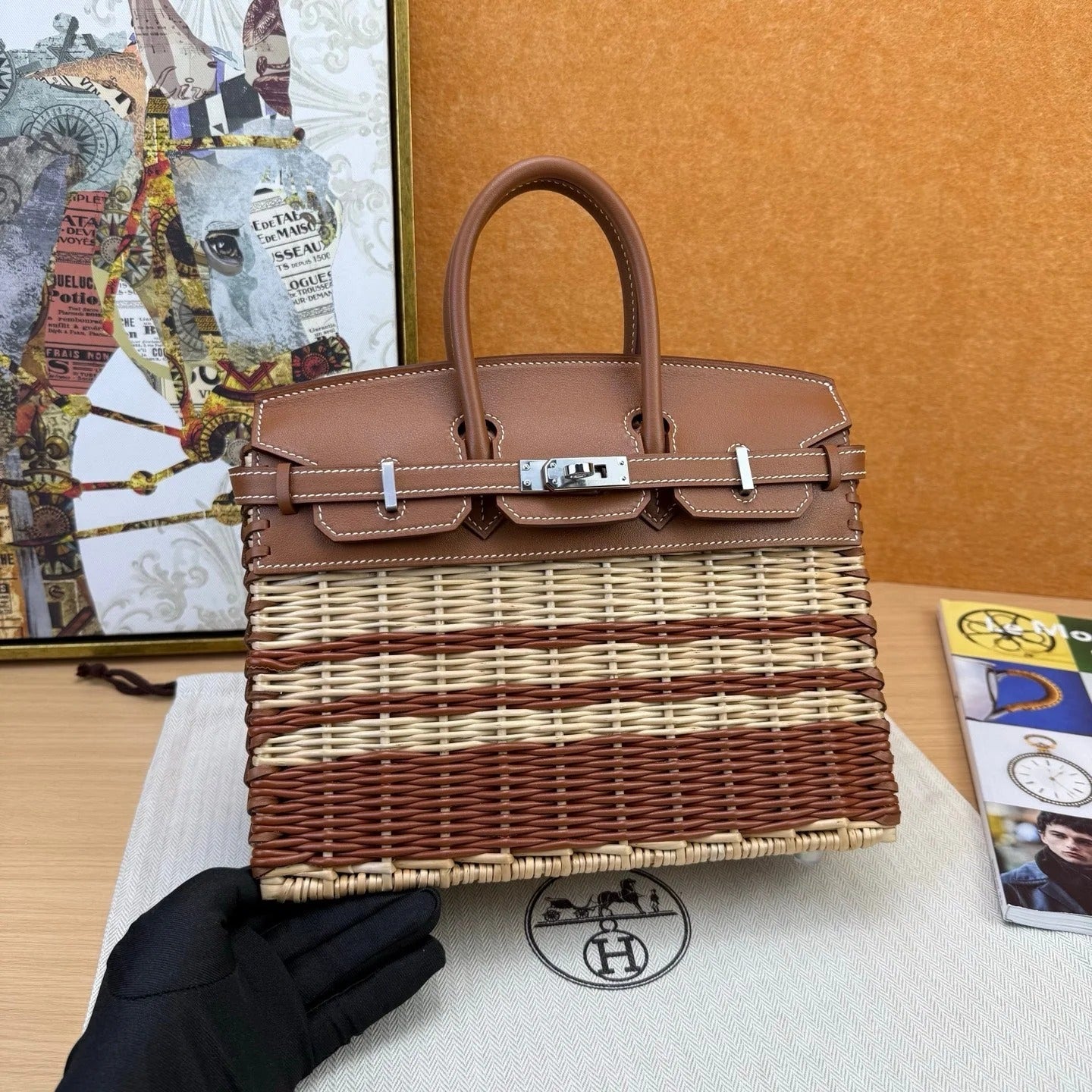 HM 2026 Birkin Picnic Bag 25cm Wicker And Swift Leather