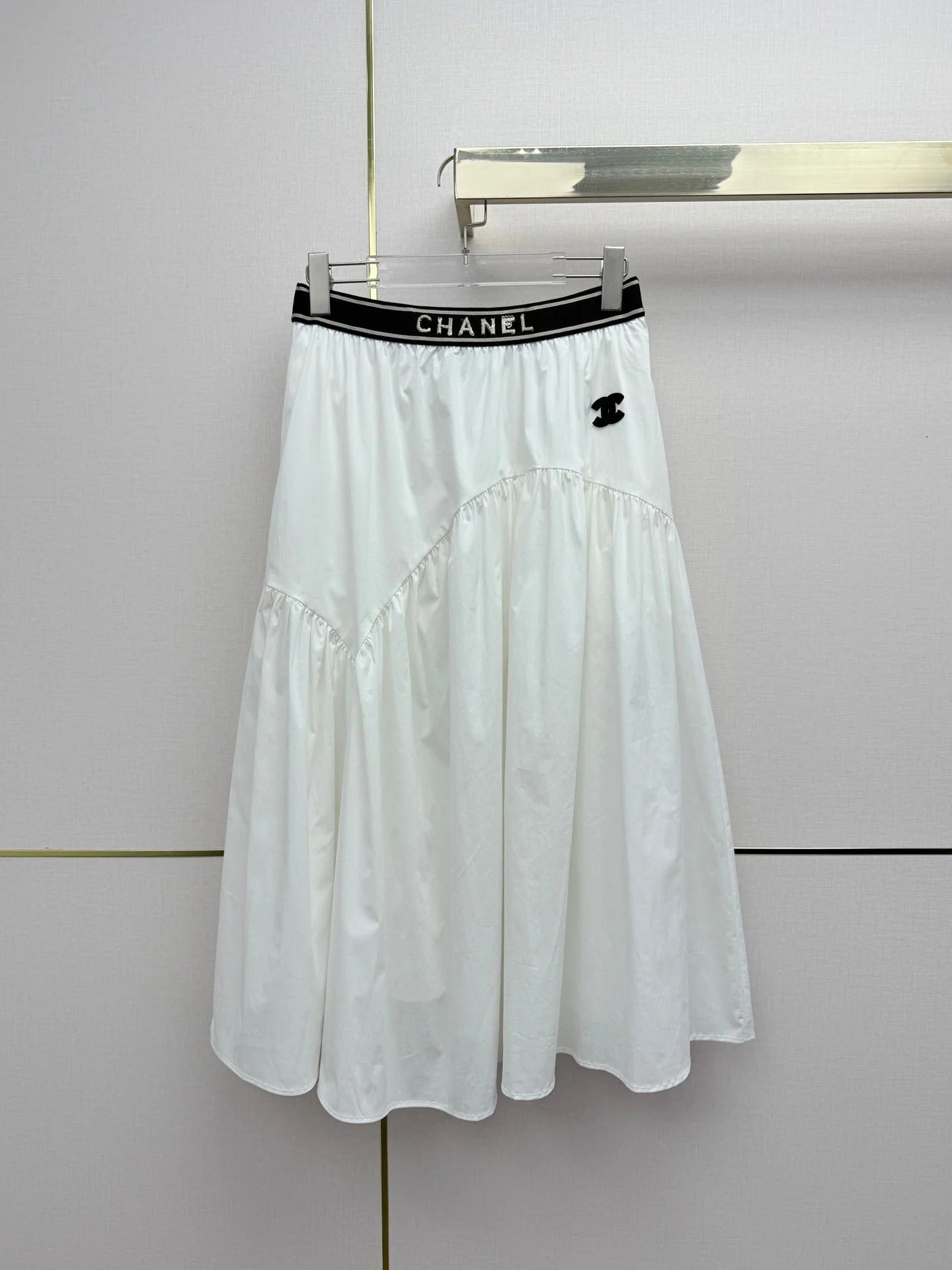 Chanel 2026 Elastic Waistband With Brand Midi Skirt Cotton 367700