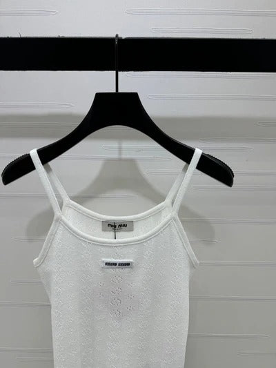 Miumiu 2026 Hollow Out Strappy Knitted Vest Wool Polester 375096