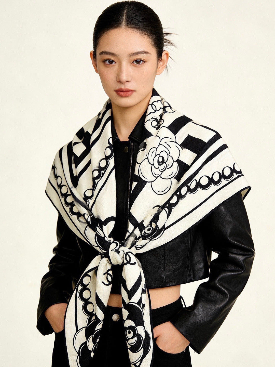 Chanel 26s Scarf 140 In Cashmere Silk 306114