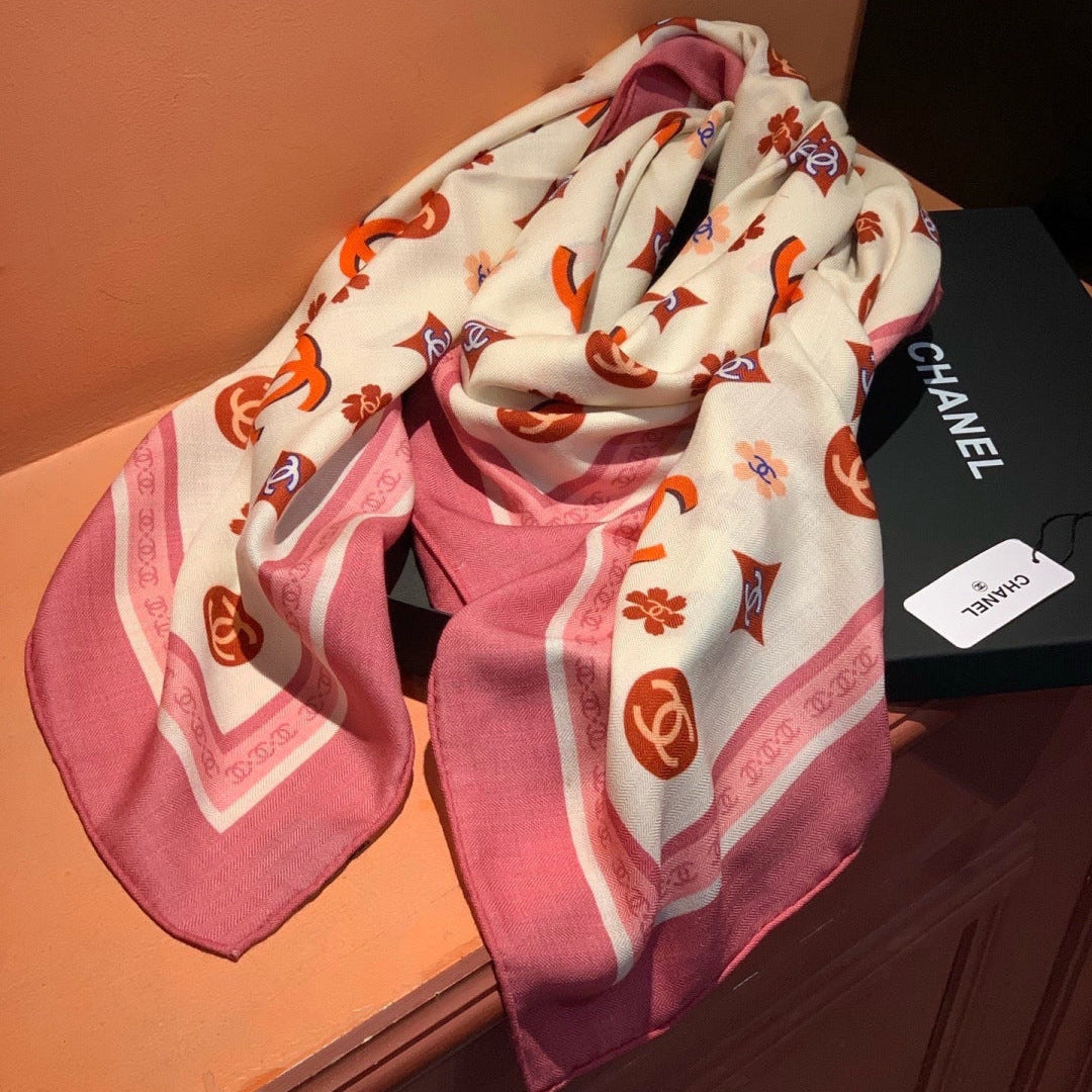 Chanel 26s Scarf 140 In Cashmere Silk 306123