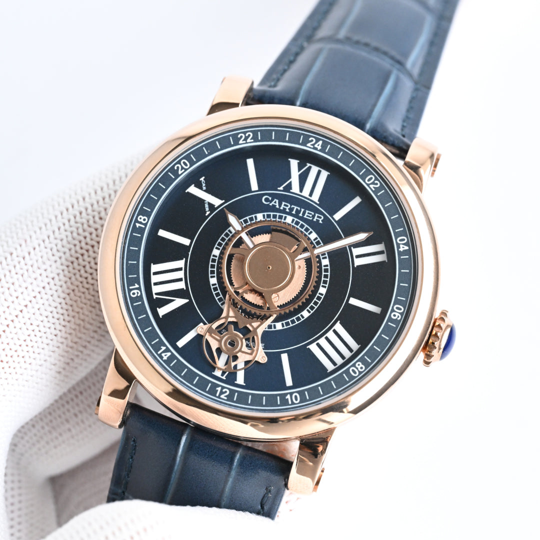 Cartier Rotonde de 45mm Pink Gold Calfskin Belt
