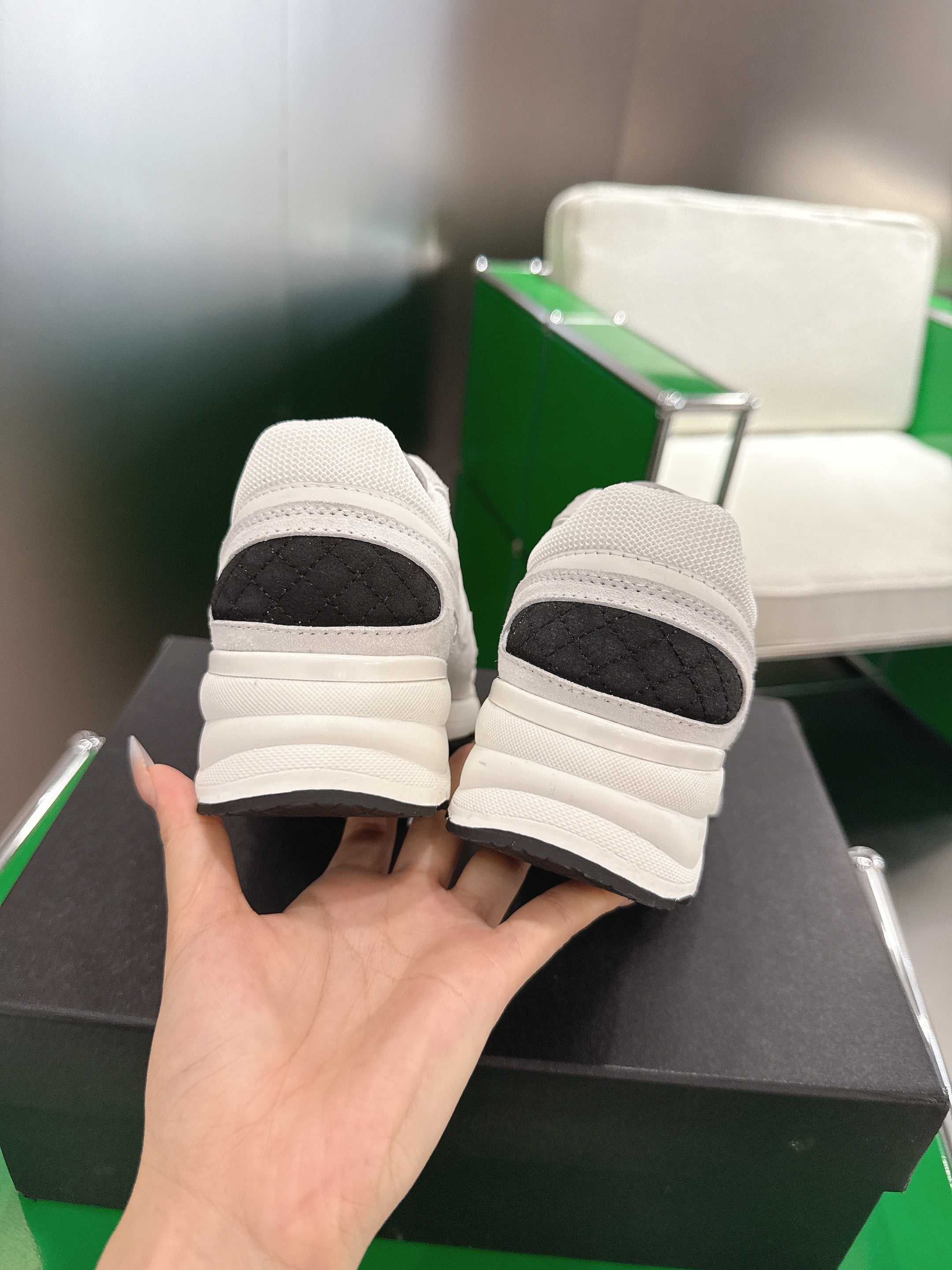 Chanel Low-Top Sneakers 30mm Off-White Calfskin Leather and Mesh 507542