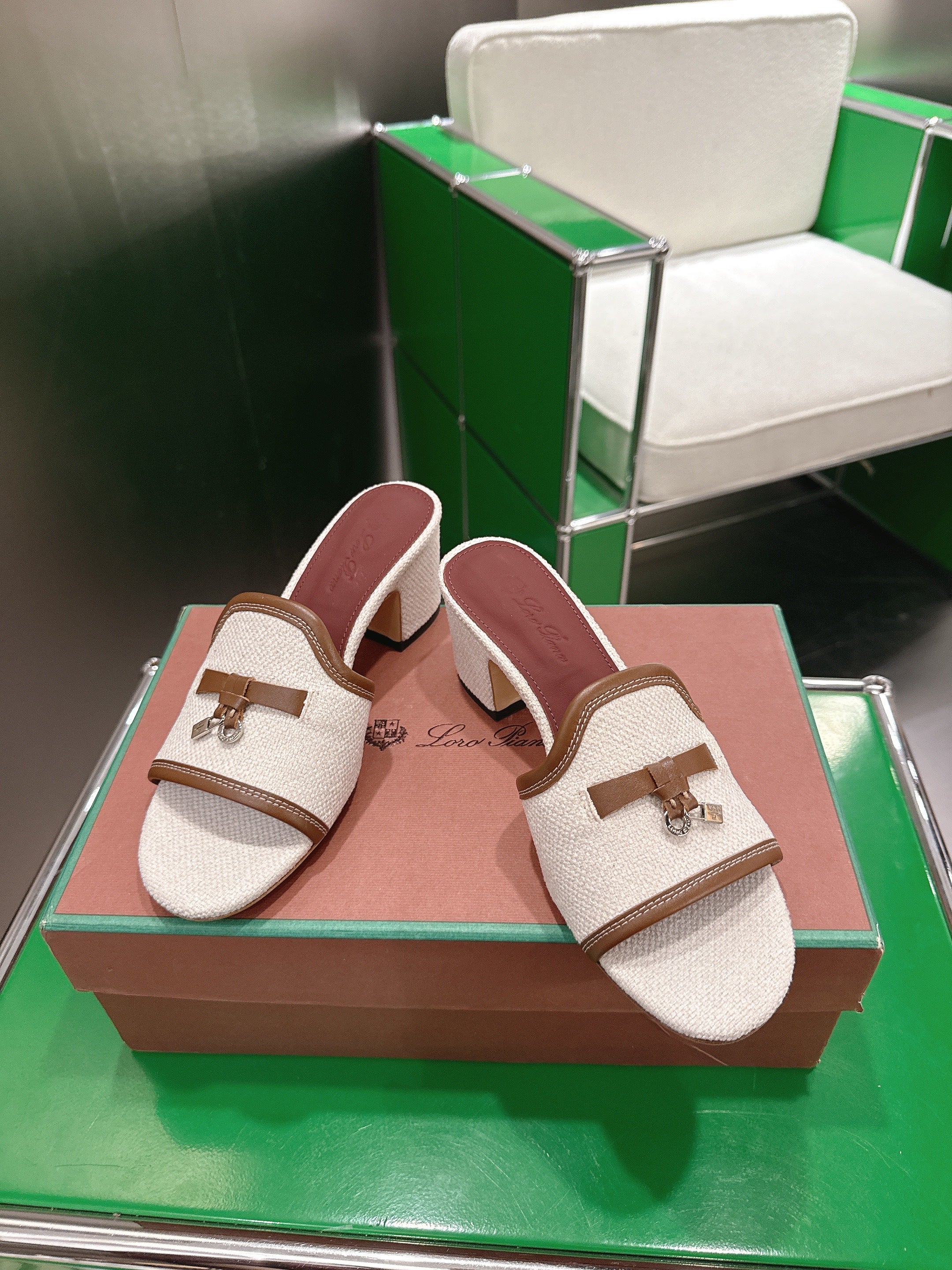 LP Summer Charm Mule 5.5cm Beige Sheep Fabric 632138