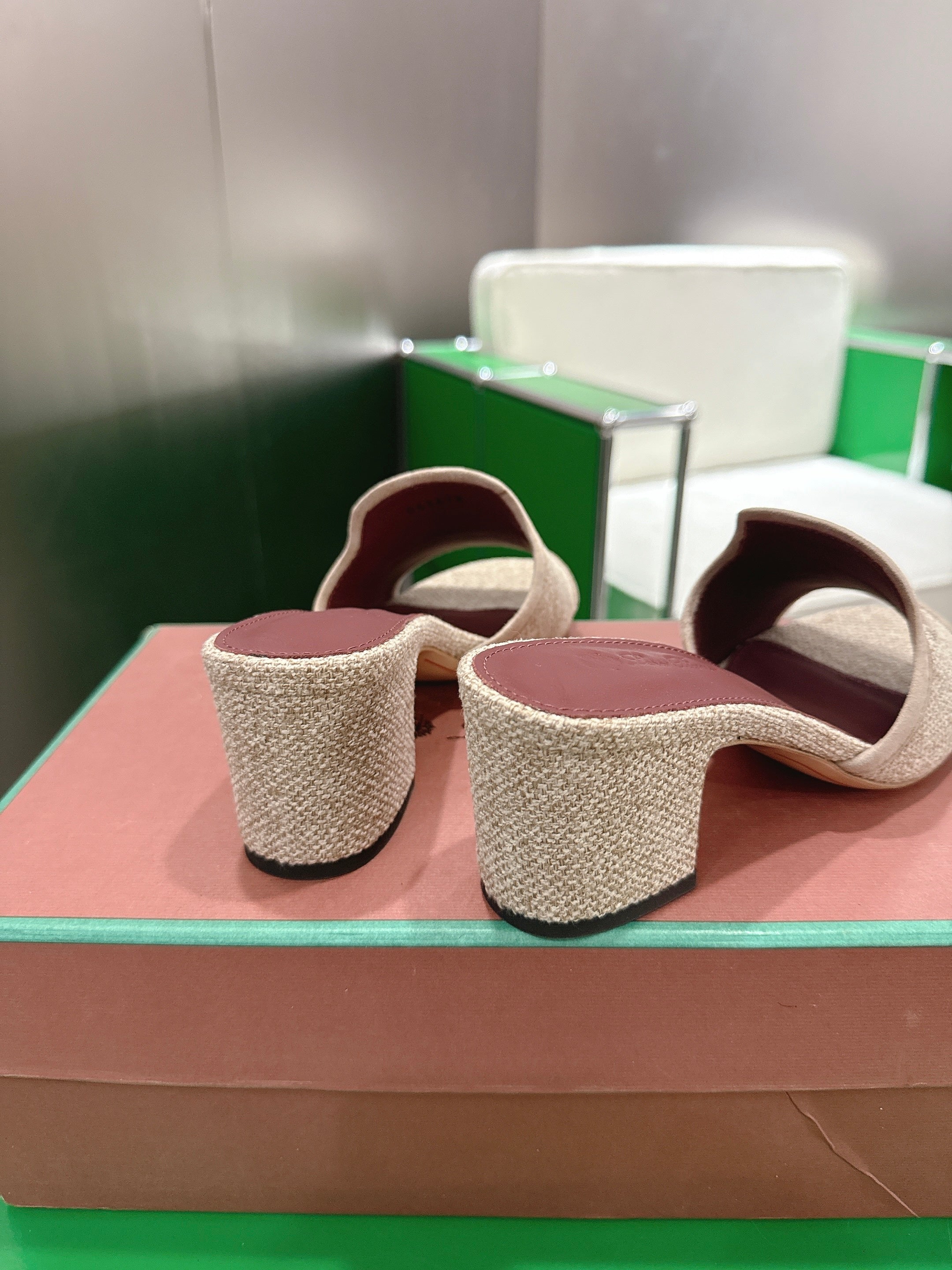 LP Summer Charm Mule 5.5cm Beige Tweed Leather 632141