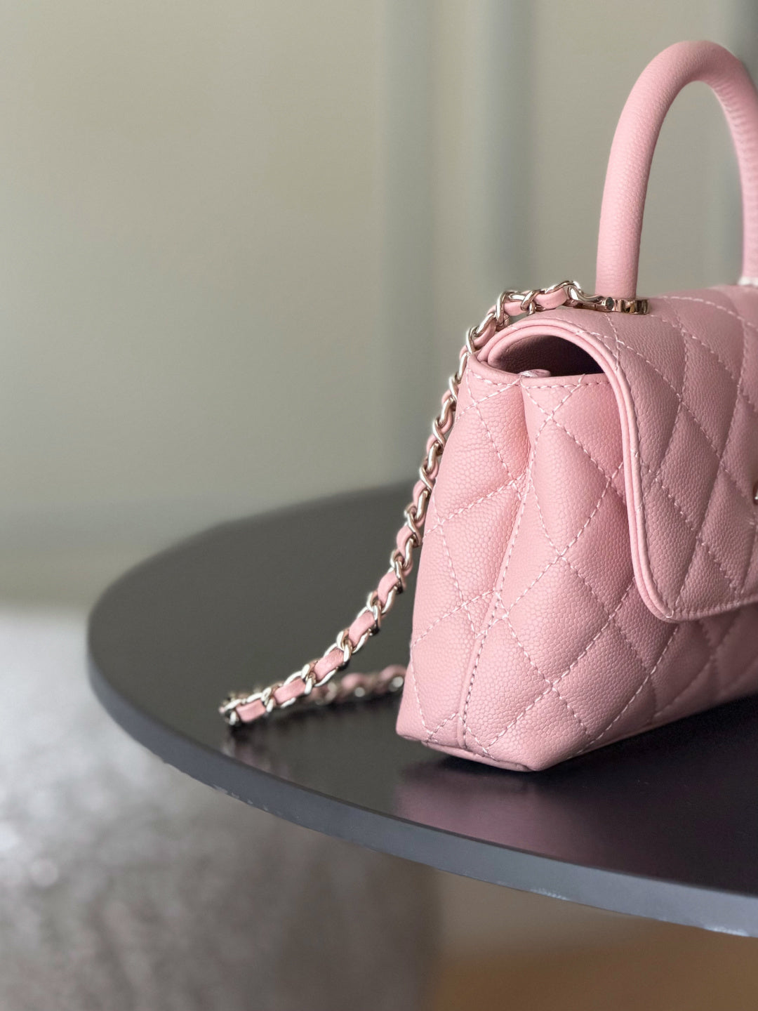 CC 26s Mini Flap Bag 14.5cm with Top Handle Light Pink Caviar Leather