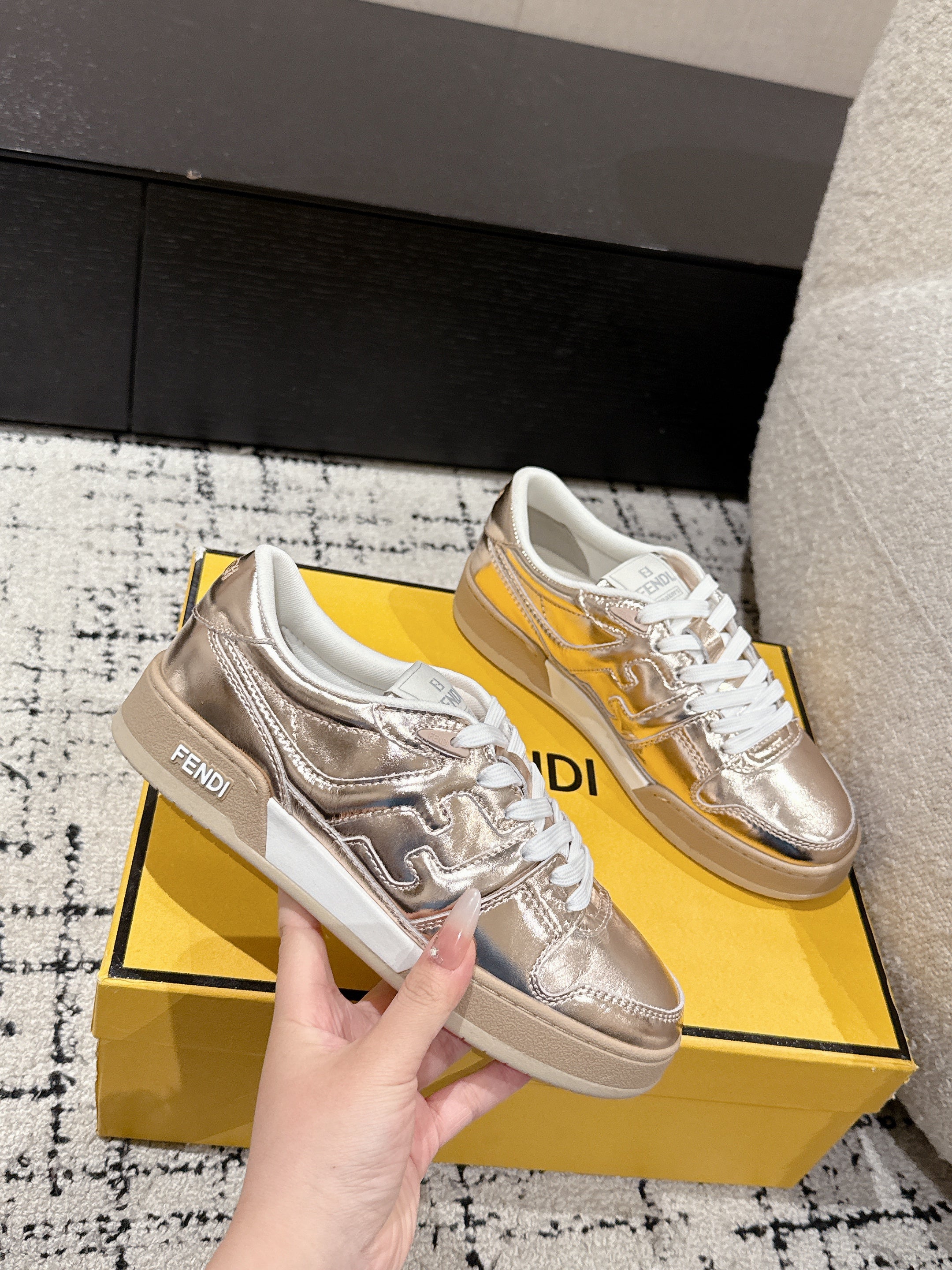 Fendi Match Trainers Copper Leather 679604