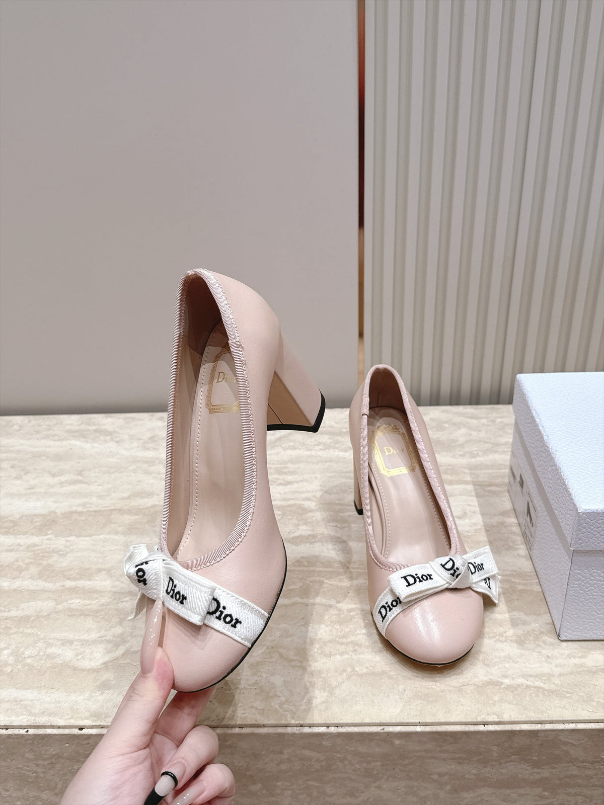 CD 26s Block Heel Pumps 7cm Pink Leather 121651