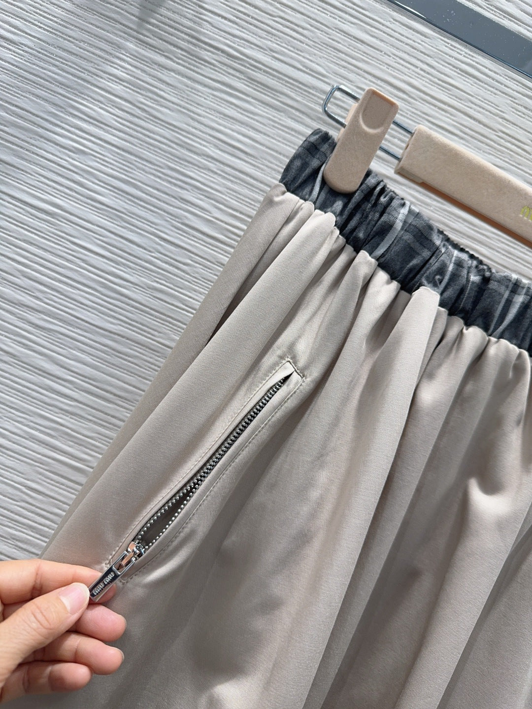 Miu SS26 Set Vest Midi Skirt Clay Grey Cotton Polyester 351255