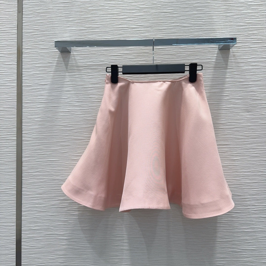 CD Flared Miniskirt Pink Wool and Silk 394955