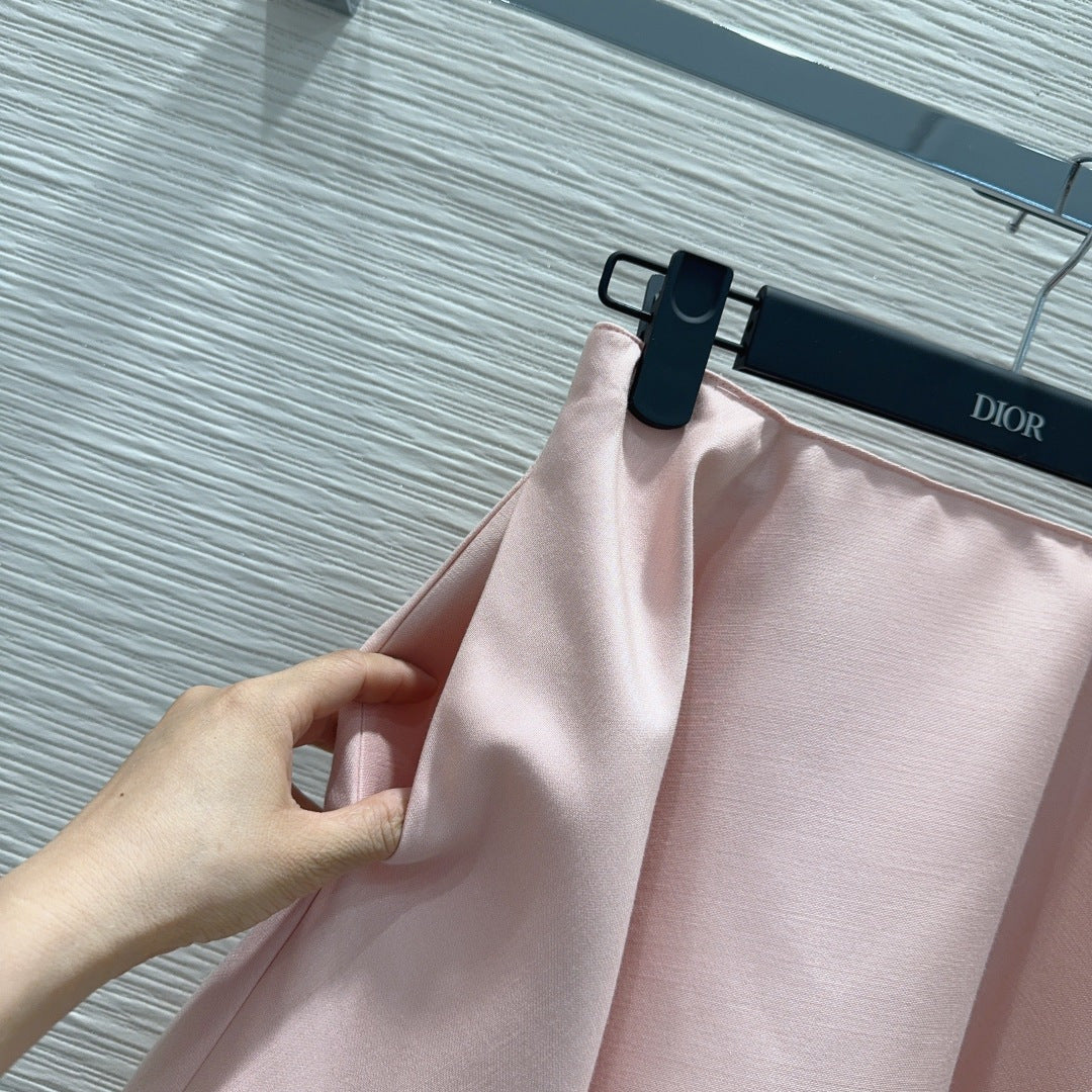 CD Flared Miniskirt Pink Wool and Silk 394955