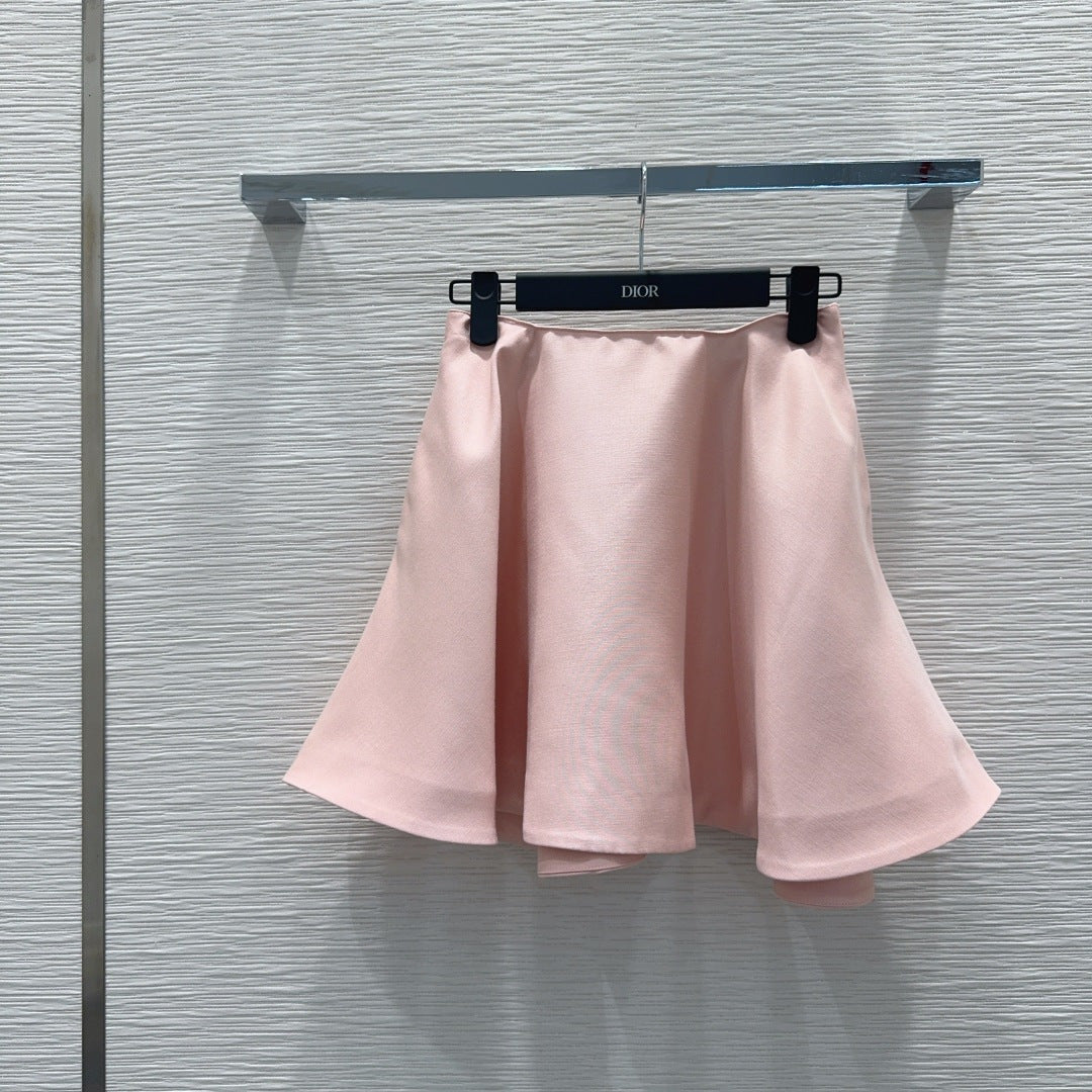 CD Flared Miniskirt Pink Wool and Silk 394955