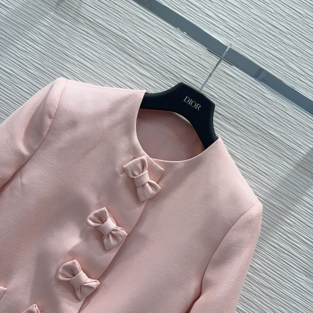 CD Cropped Jacket Pink Wool and Silk 394956